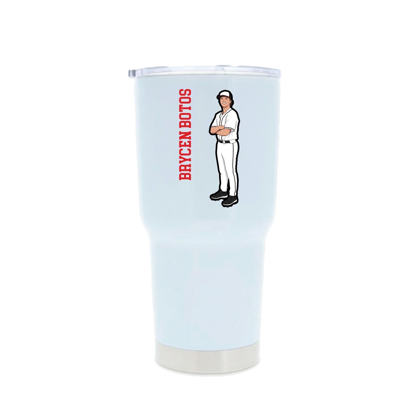 30oz Stainless Steel Tumbler — Name Vertical in White