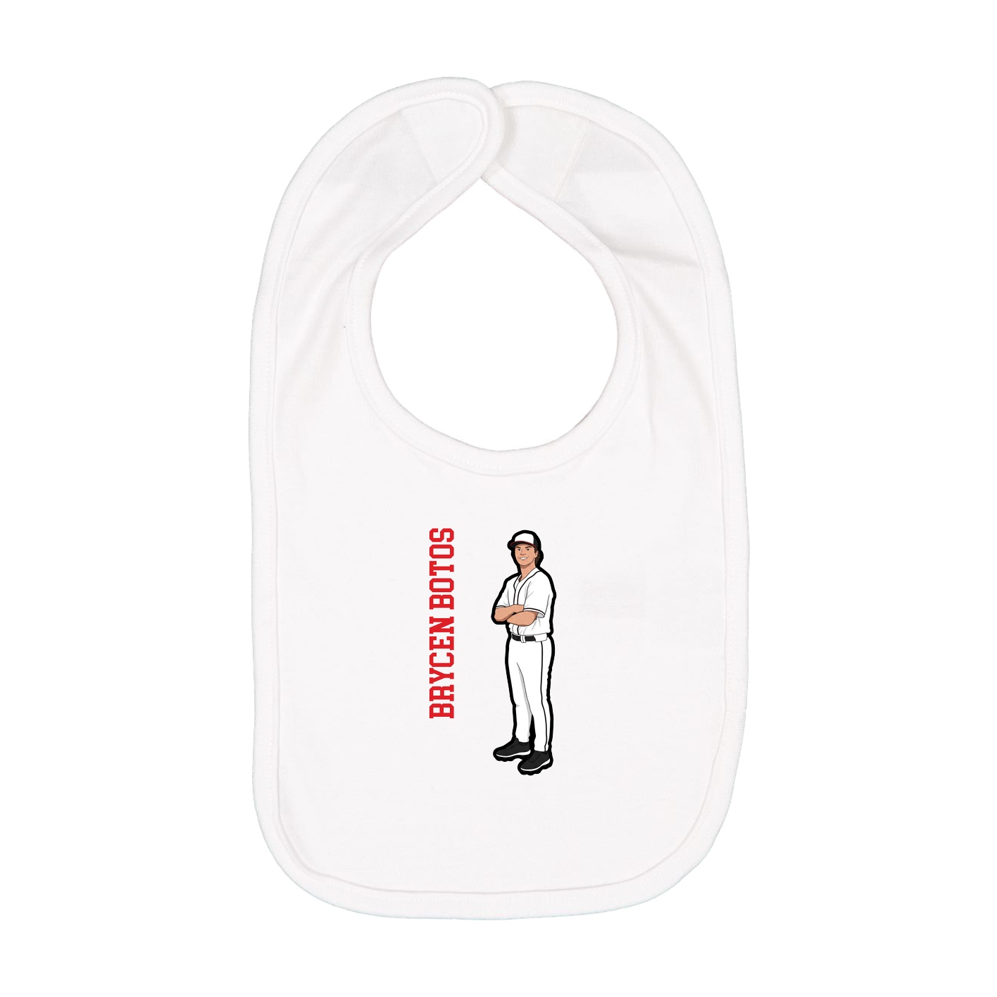 Infant Bib — Name Vertical in White