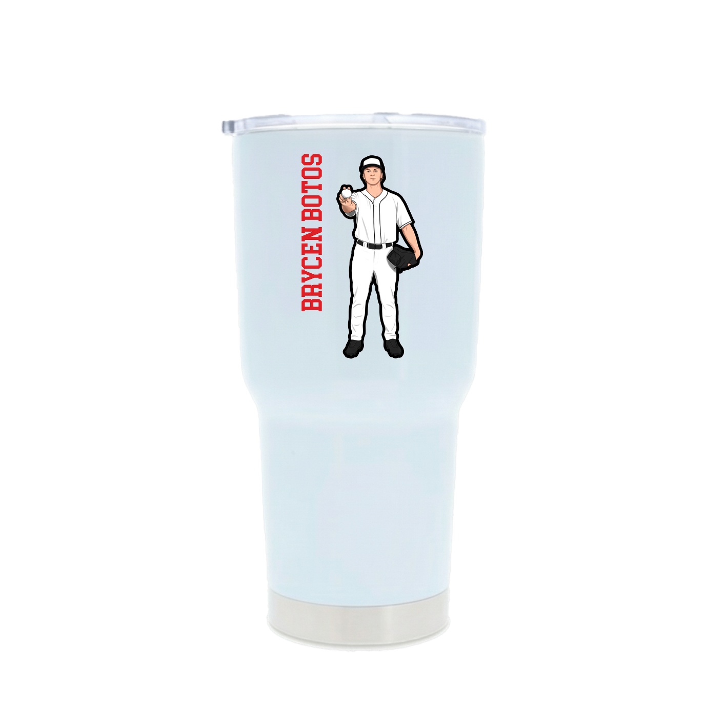 30oz Stainless Steel Tumbler — Name Vertical in White