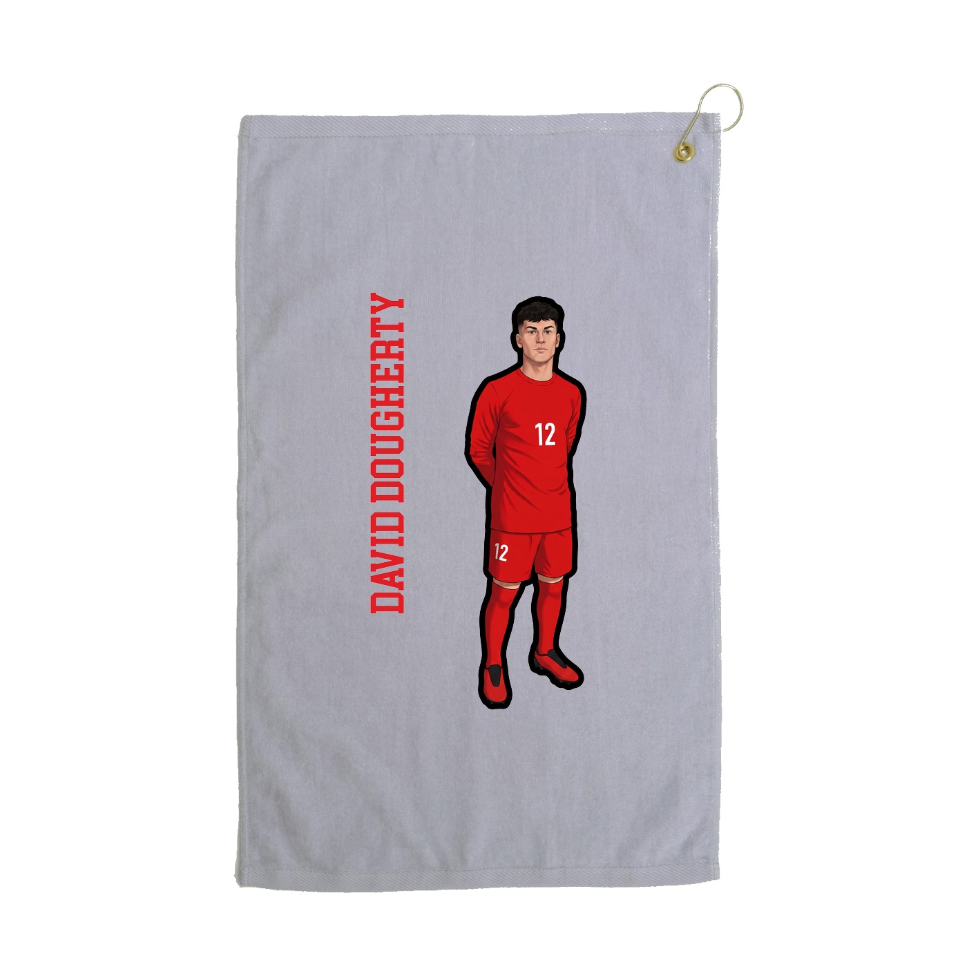 Golf Towel — Name Vertical in Grey