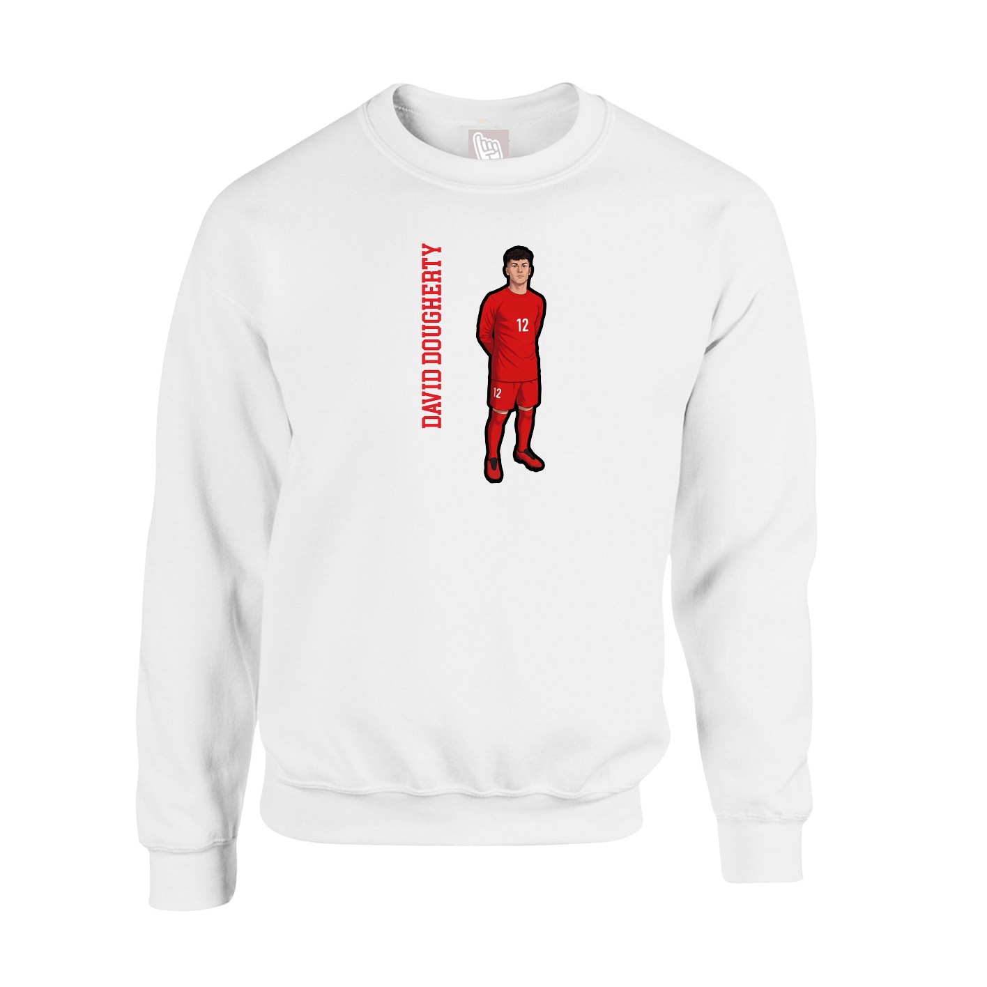 Fleece Crew — Name Vertical in White