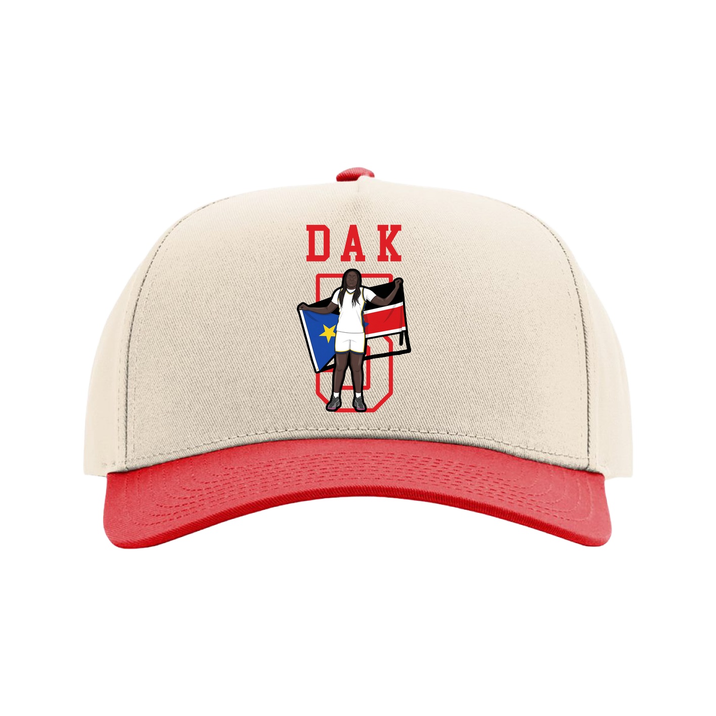 Full Fabric Five-Panel Champ Cap — Shirsey in Cream/Red