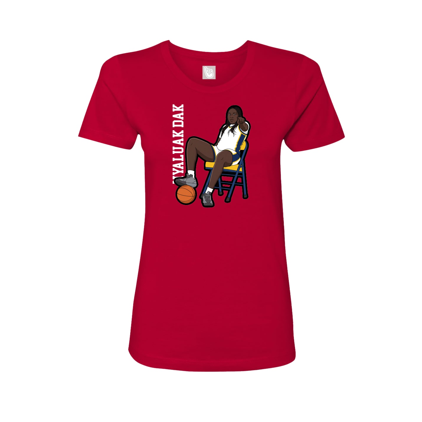Fitted Women's Tee — Name Vertical in Red
