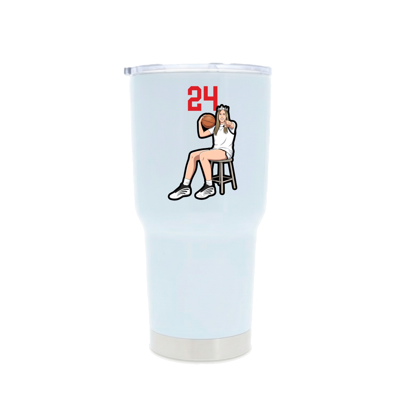 30oz Stainless Steel Tumbler — Number Top in White