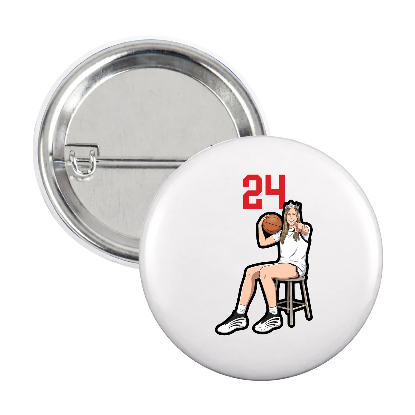 Game Day Button — Number Top in White