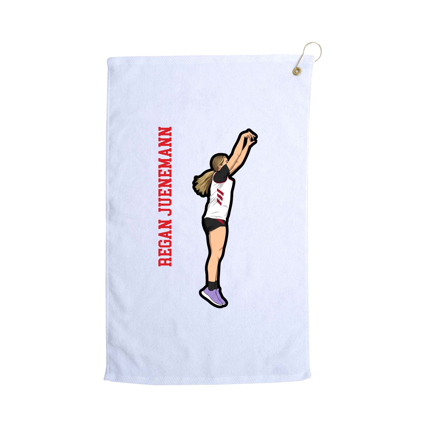 Golf Towel — Name Vertical in White