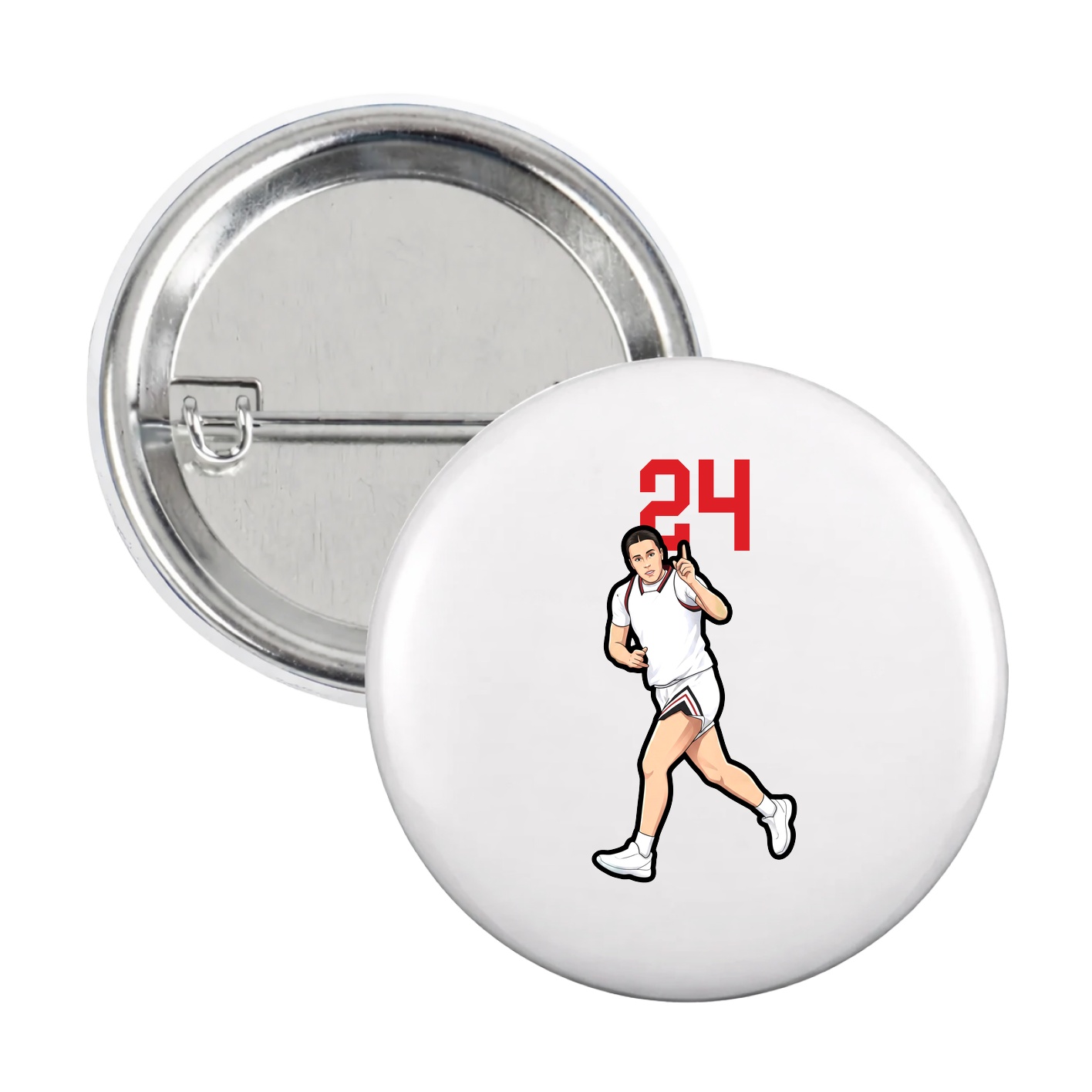 Game Day Button — Number Top in White