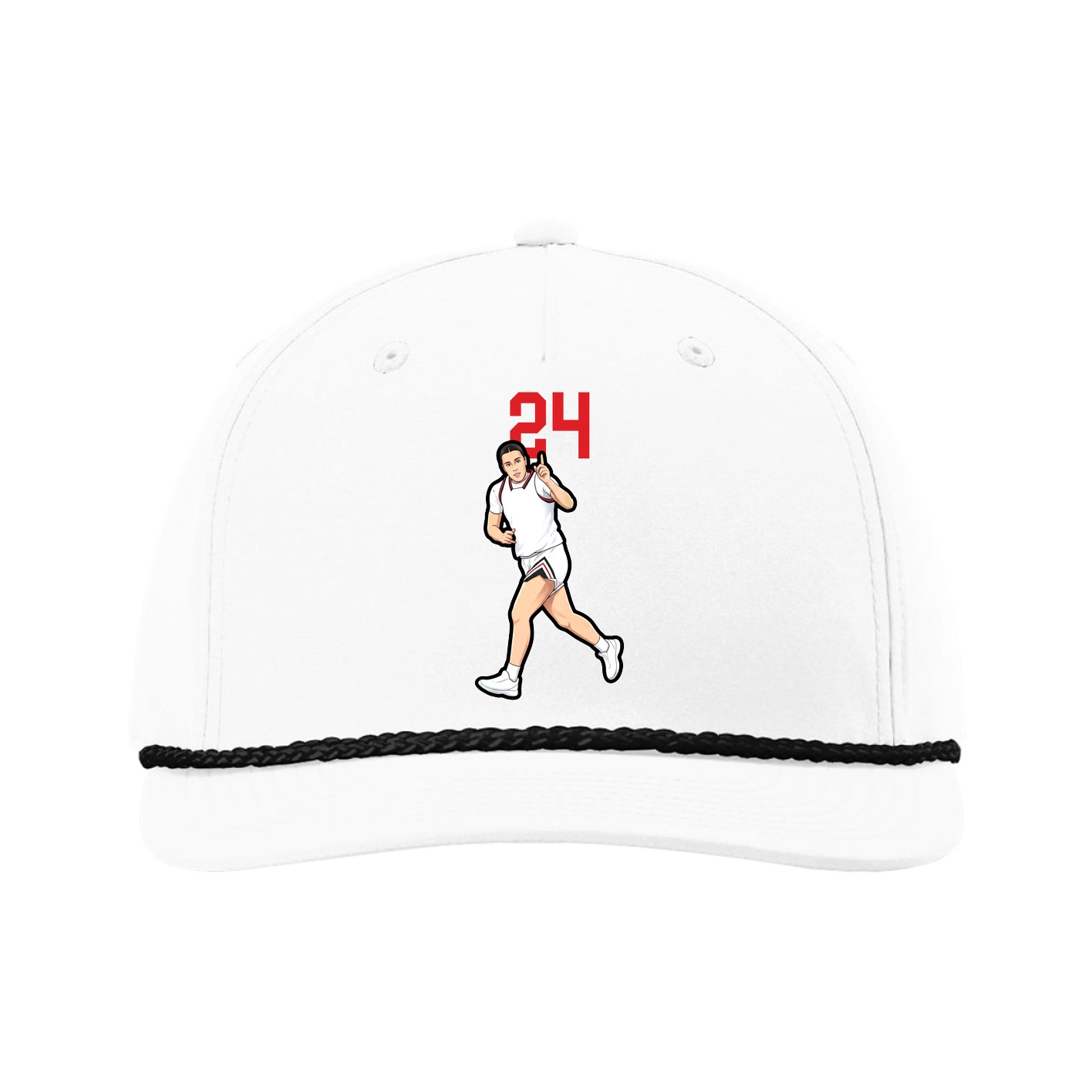 Five-Panel Classic Rope Cap — Number Top in White