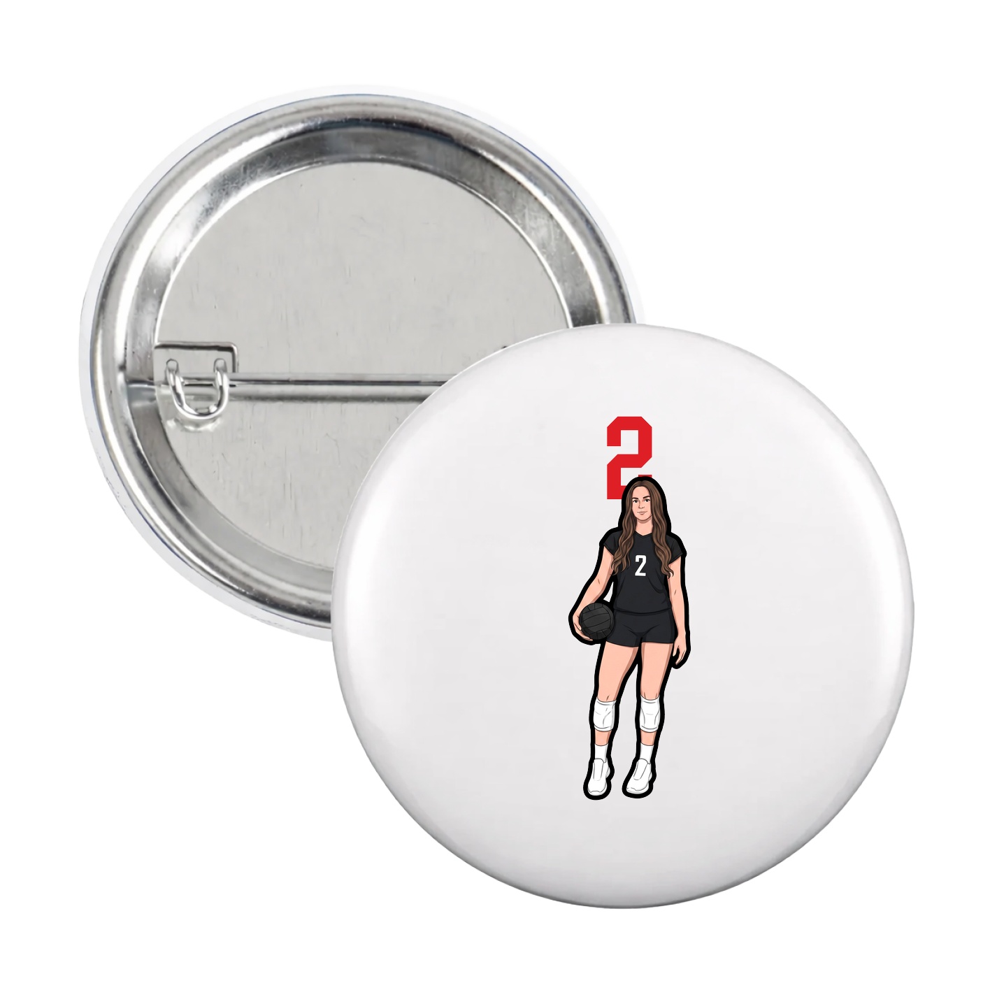 Game Day Button — Number Top in White