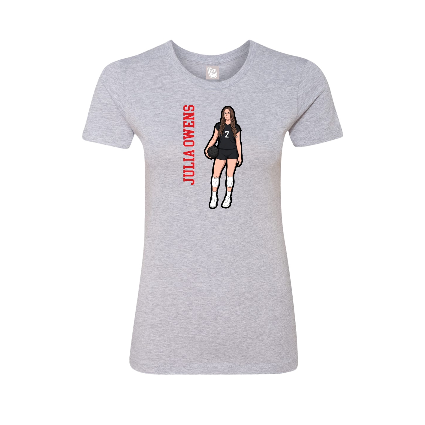 Fitted Women's Tee — Name Vertical in Grey