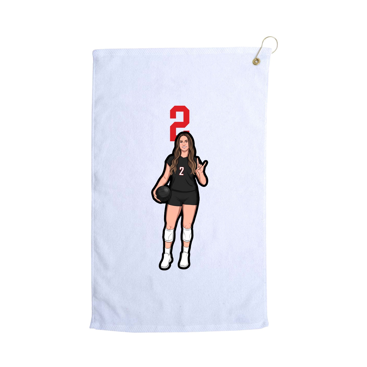 Golf Towel — Number Top in White