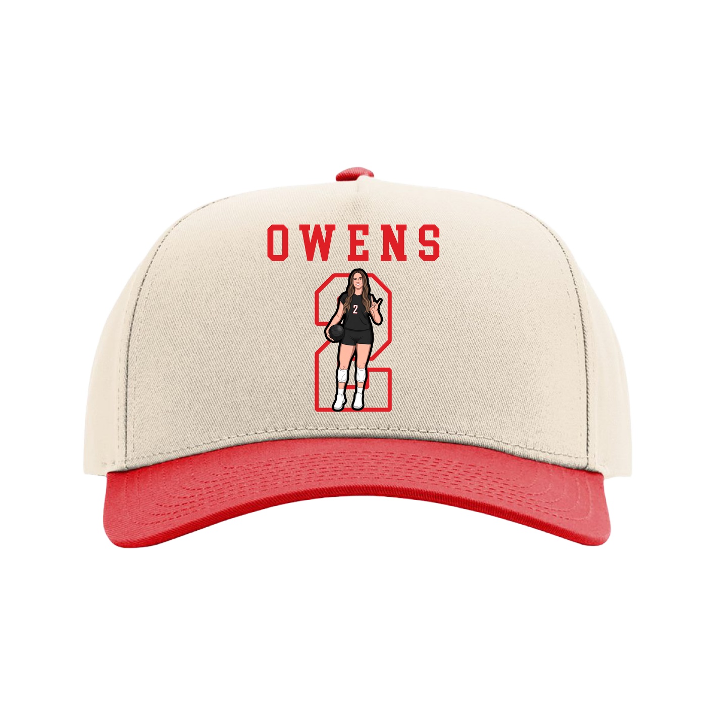 Full Fabric Five-Panel Champ Cap — Shirsey in Cream/Red