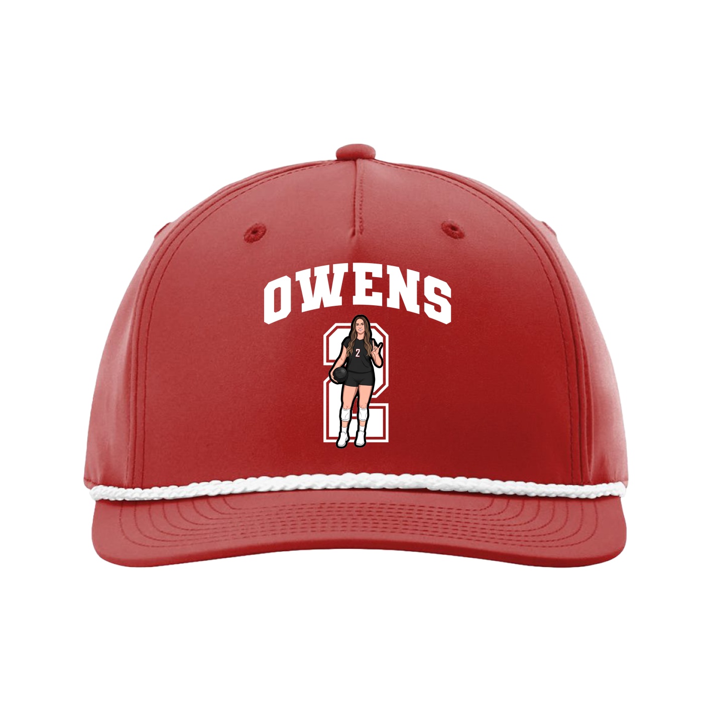 Five-Panel Classic Rope Cap — Number in Red