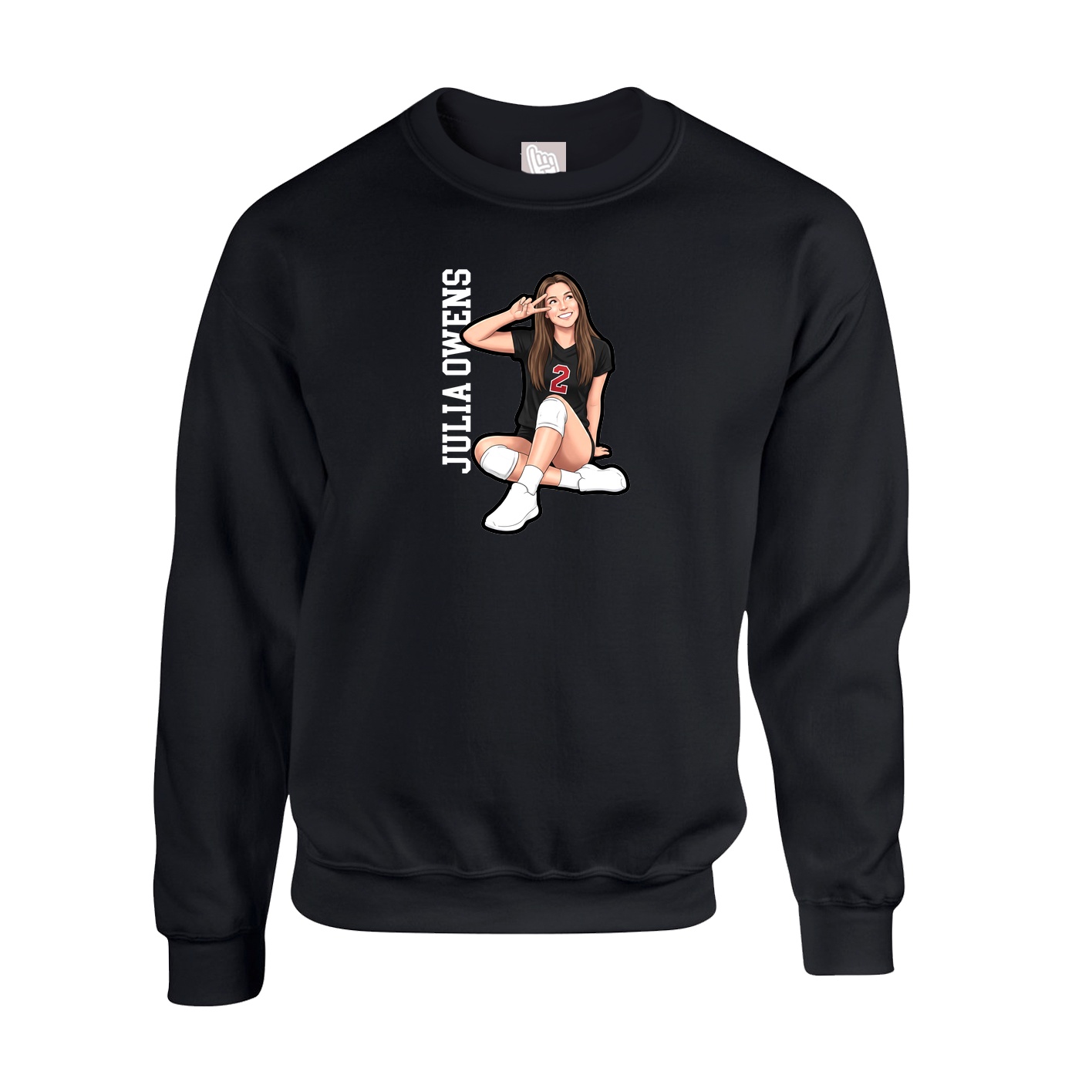 Fleece Crew — Name Vertical in Black