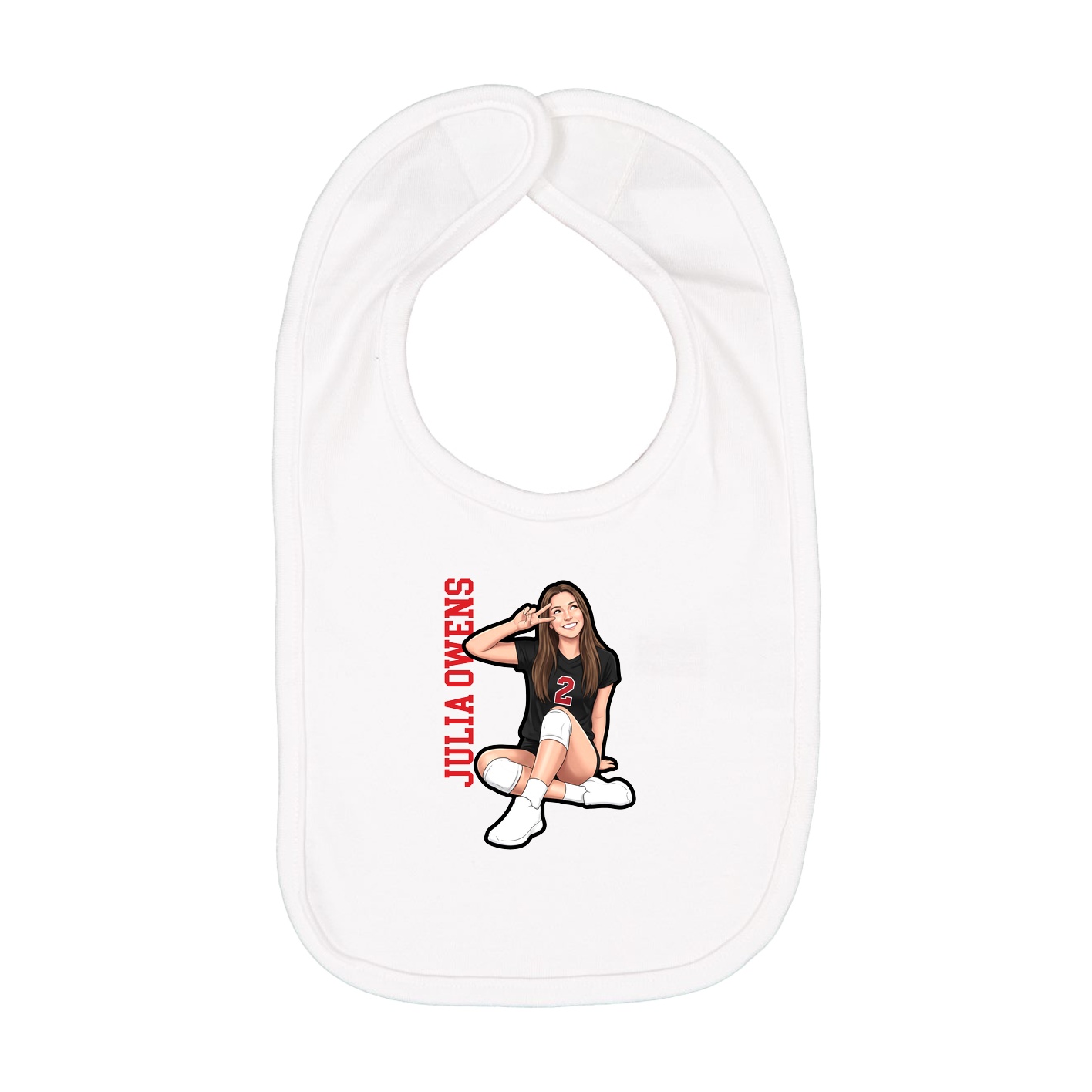 Infant Bib — Name Vertical in White