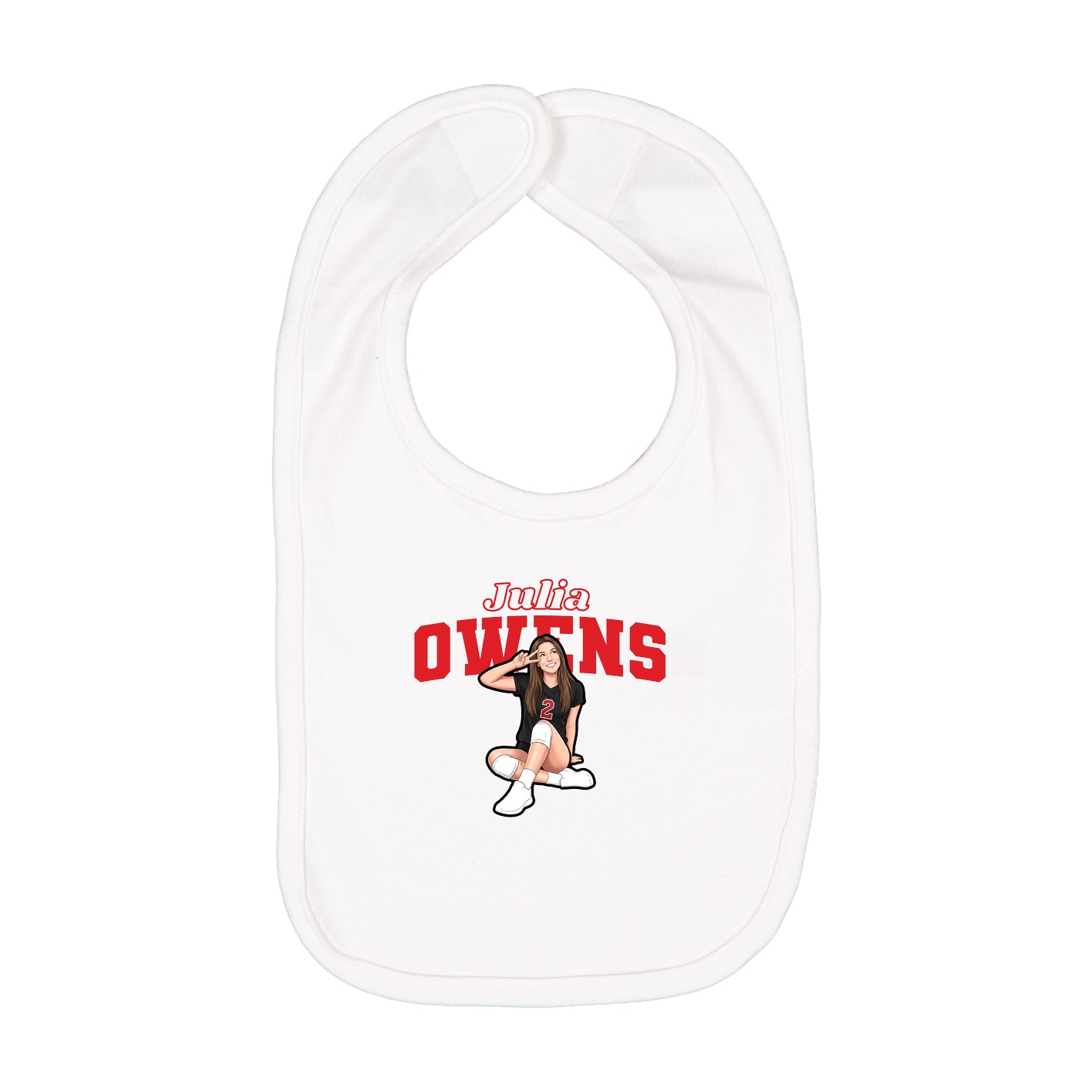 Infant Bib — Name Arch in White