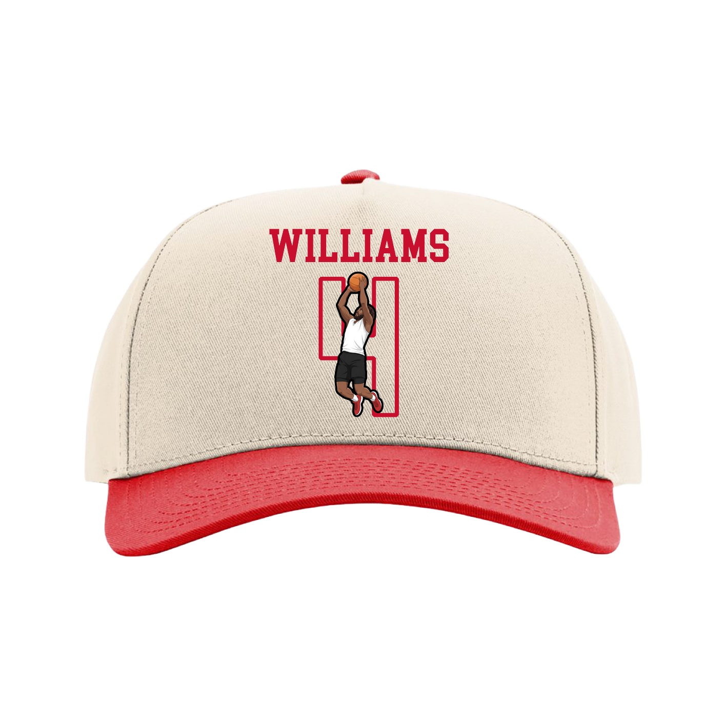 Full Fabric Five-Panel Champ Cap — Shirsey in Cream/Red