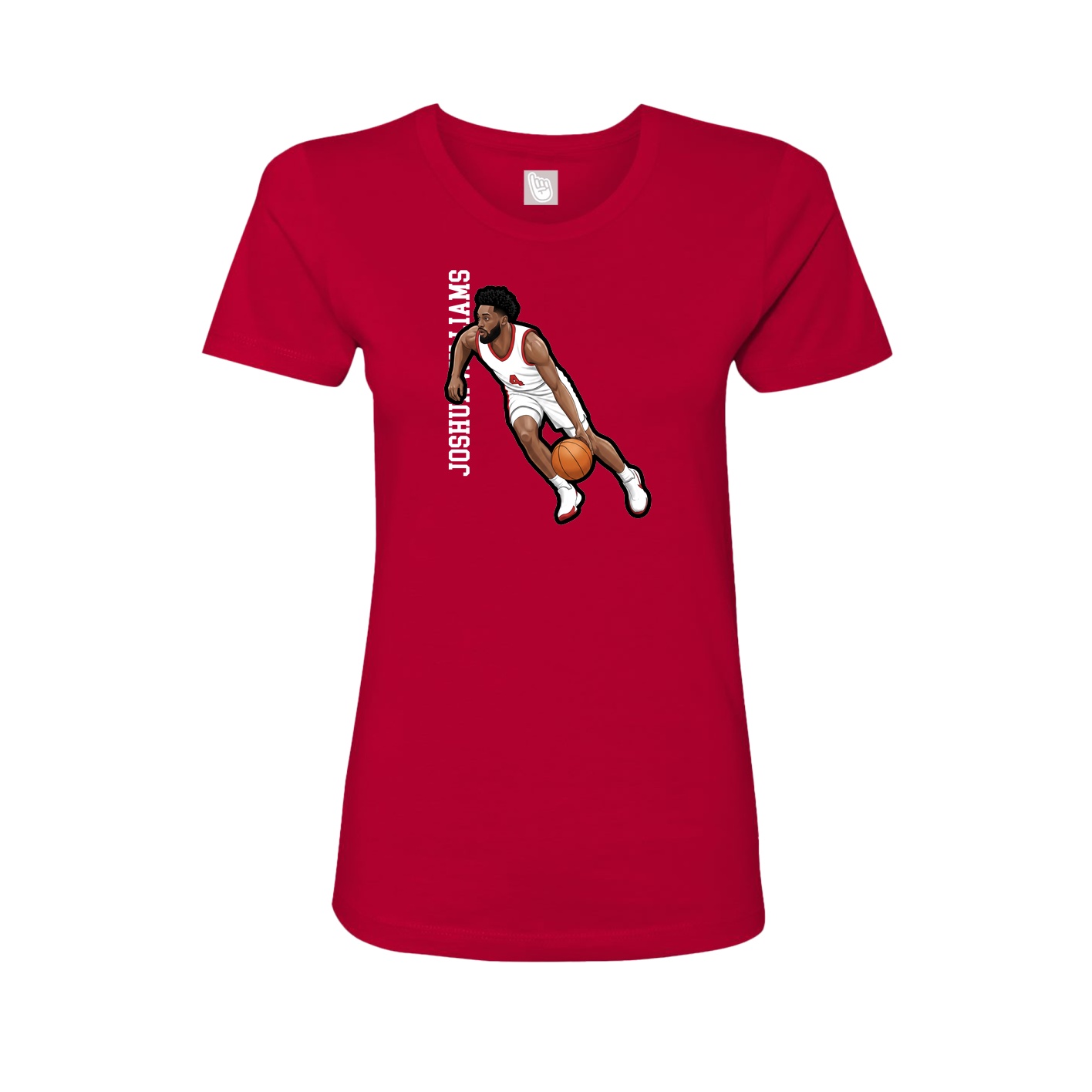 Fitted Women's Tee — Name Vertical in Red