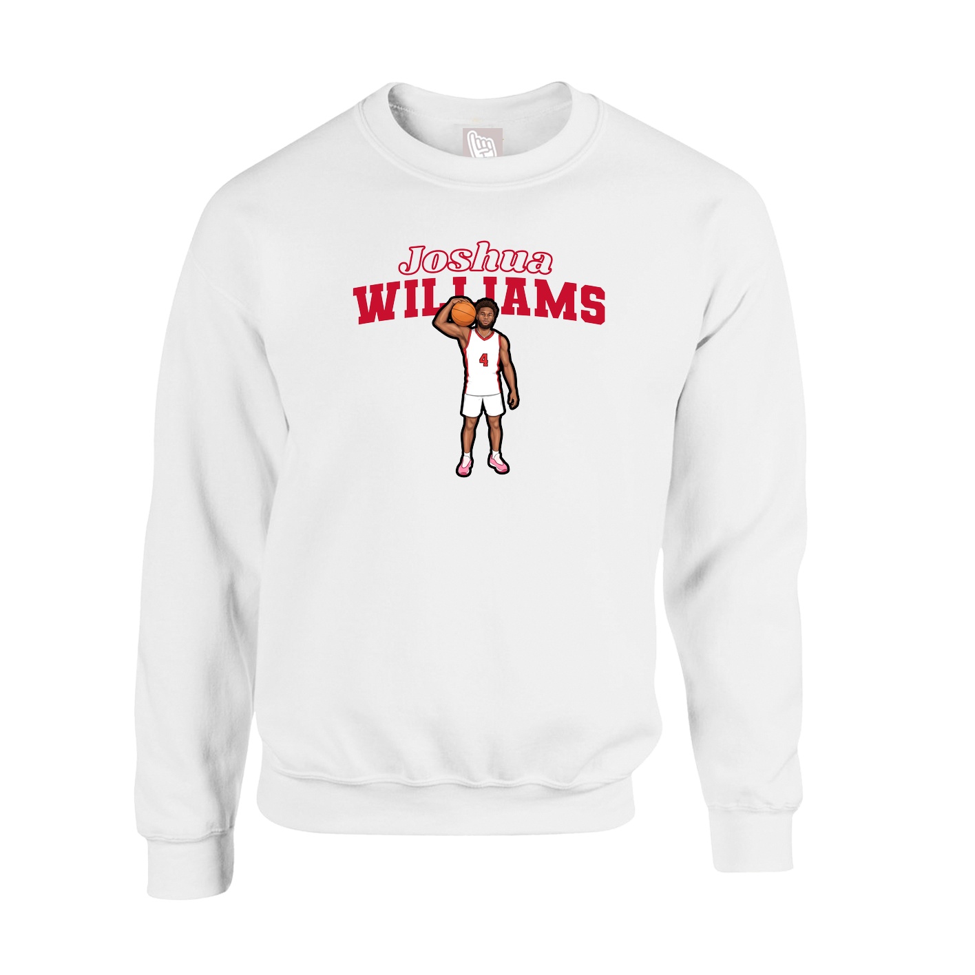Fleece Crew — Name Arch in White