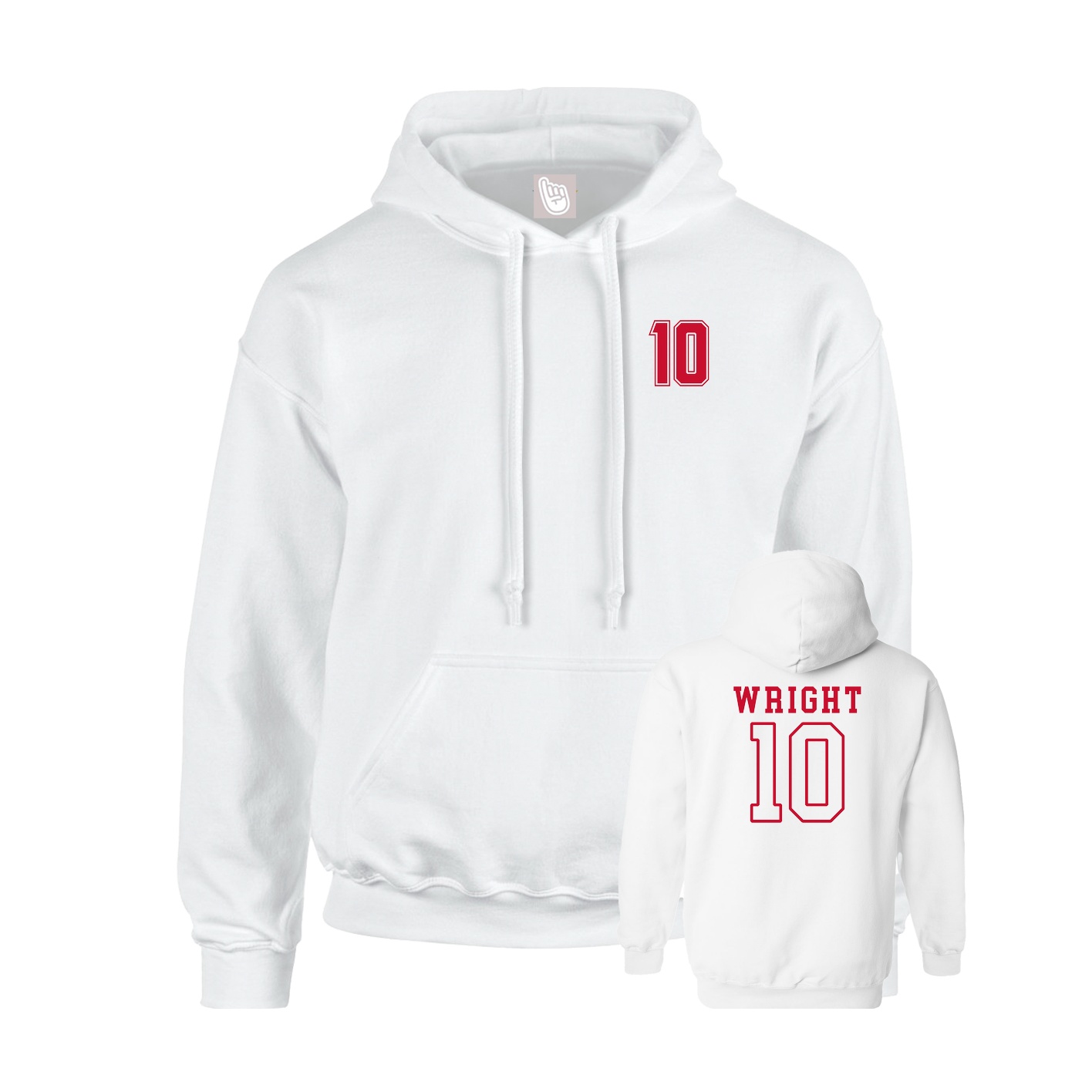 Youth Hoodie — Chest Back in White
