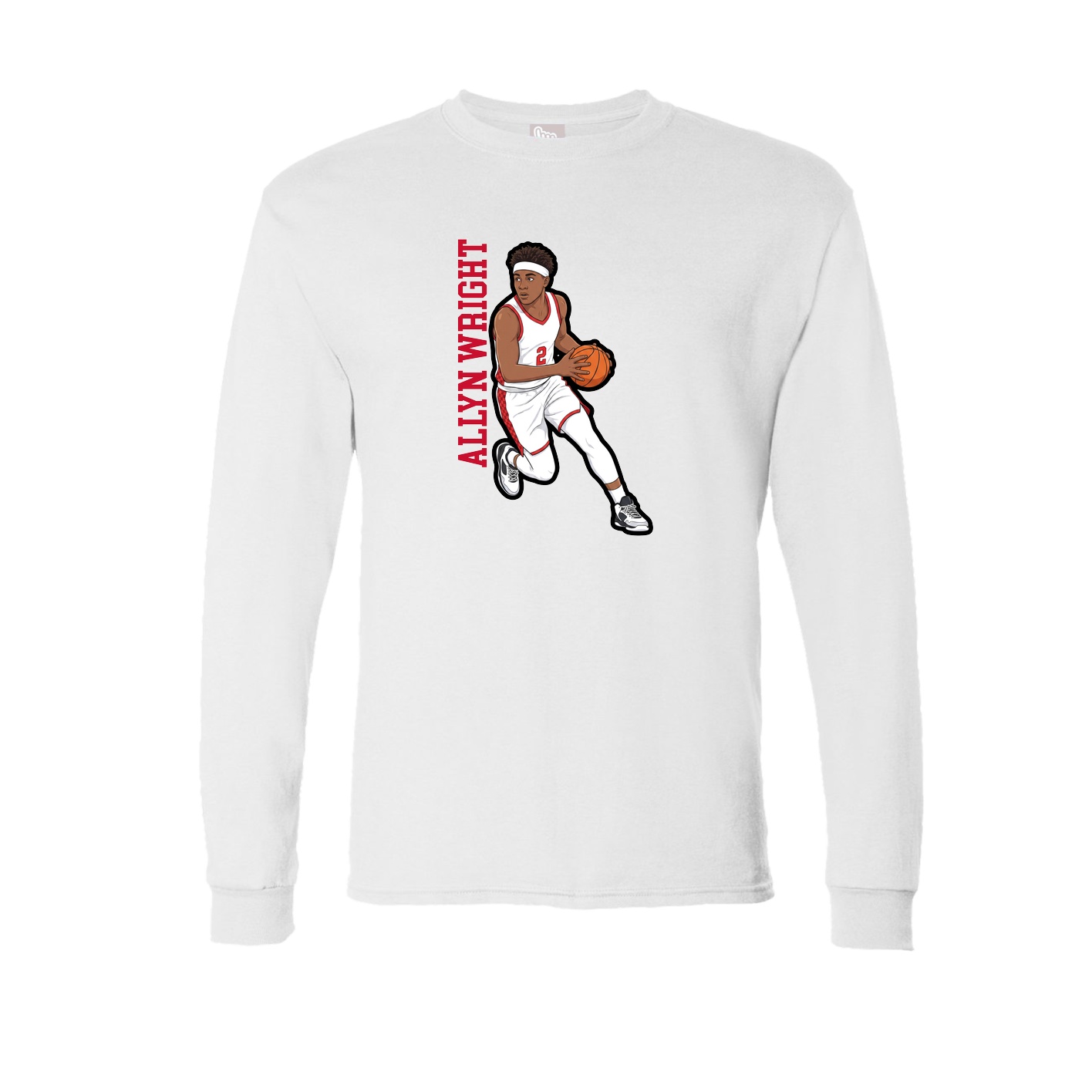 Long Sleeve Tee — Name Vertical in White