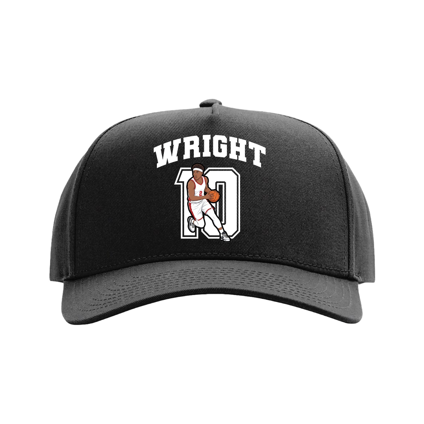 Full Fabric Five-Panel Champ Cap — Number in Black