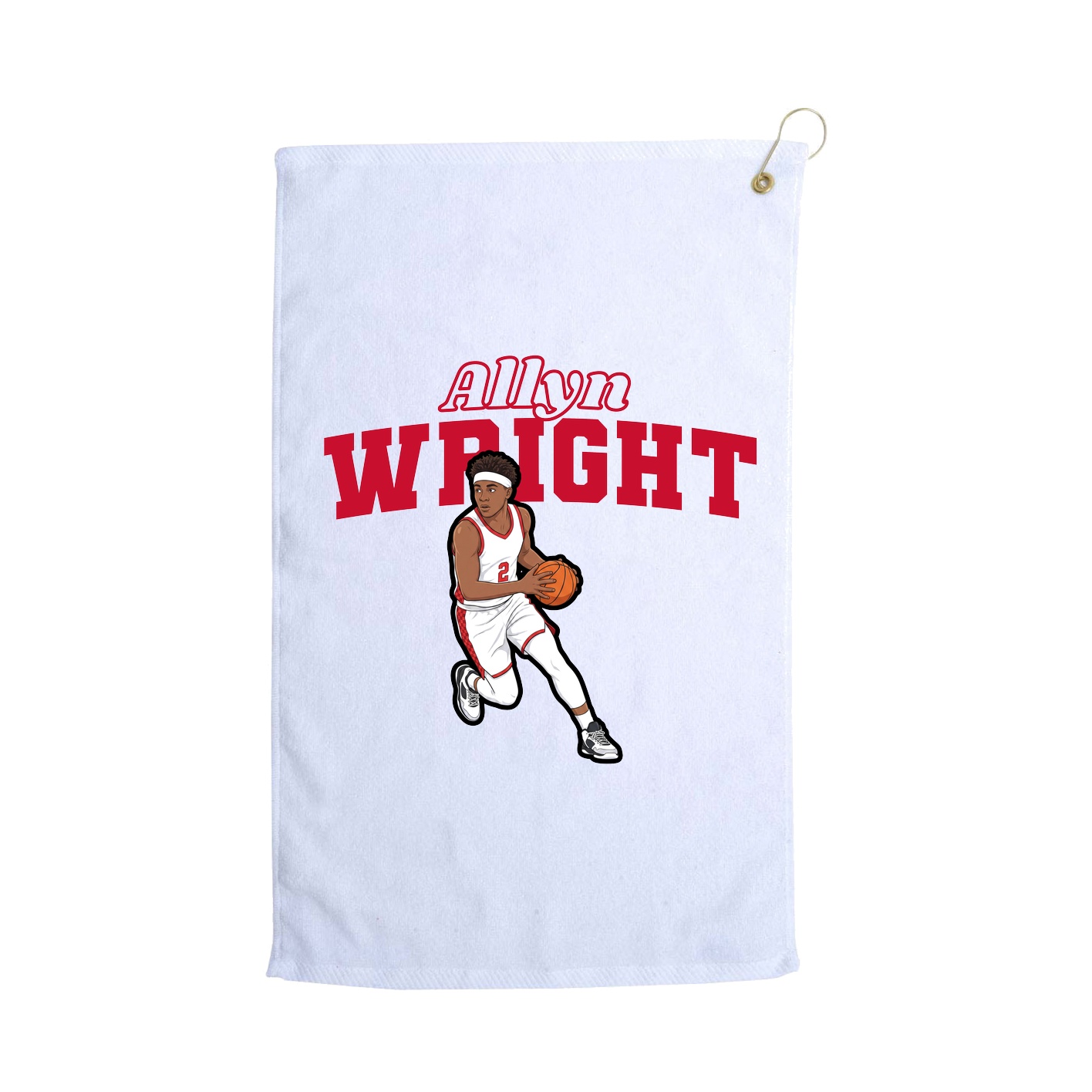 Golf Towel — Name Arch in White