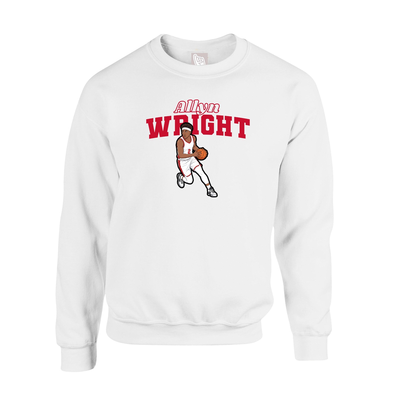 Fleece Crew — Name Arch in White