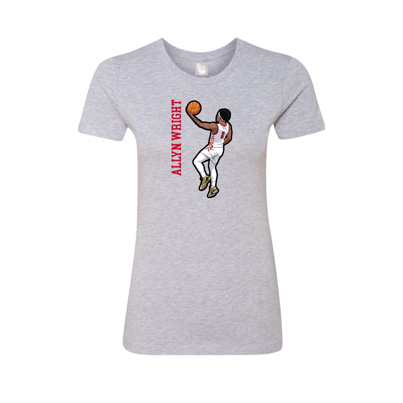 Fitted Women's Tee — Name Vertical in Grey