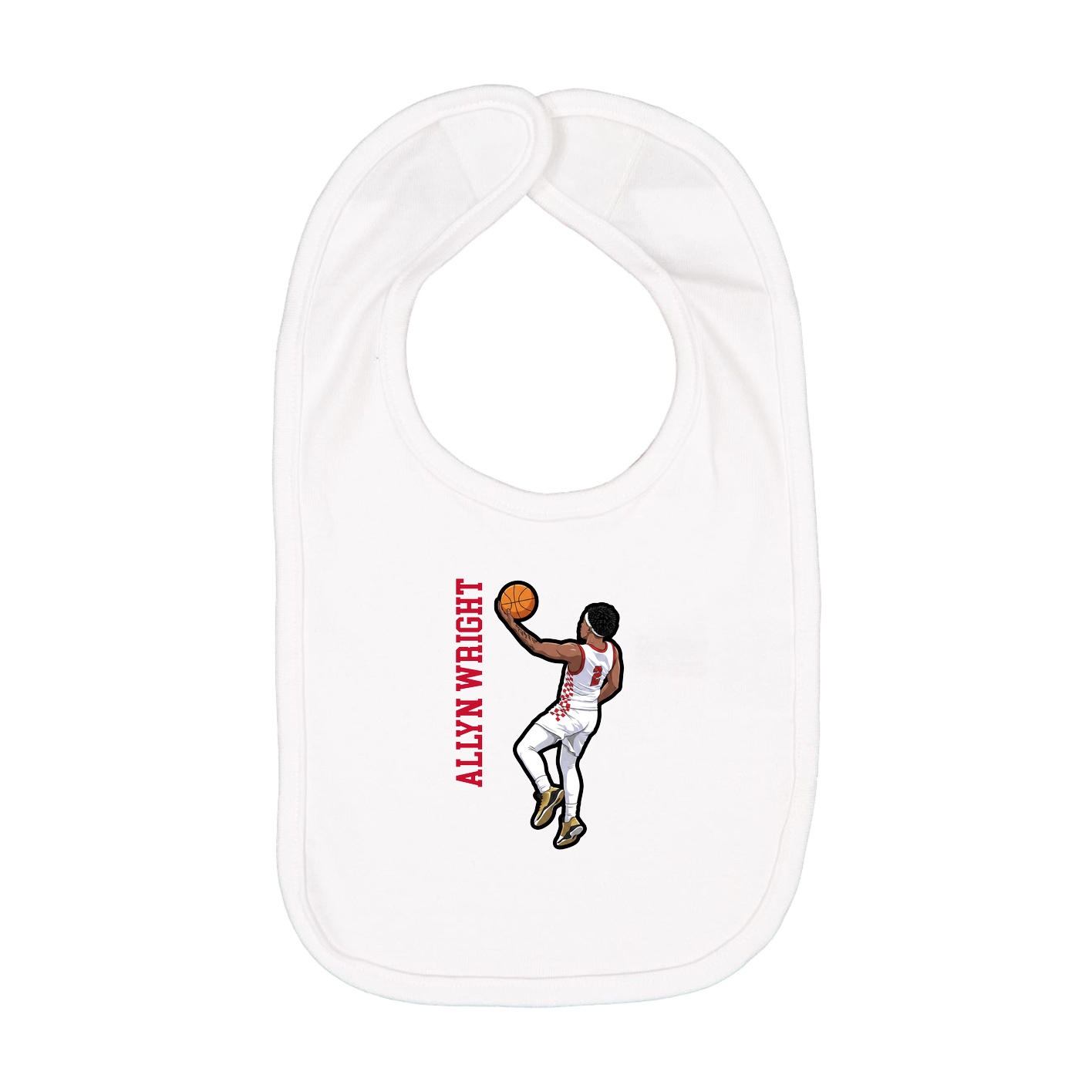 Infant Bib — Name Vertical in White