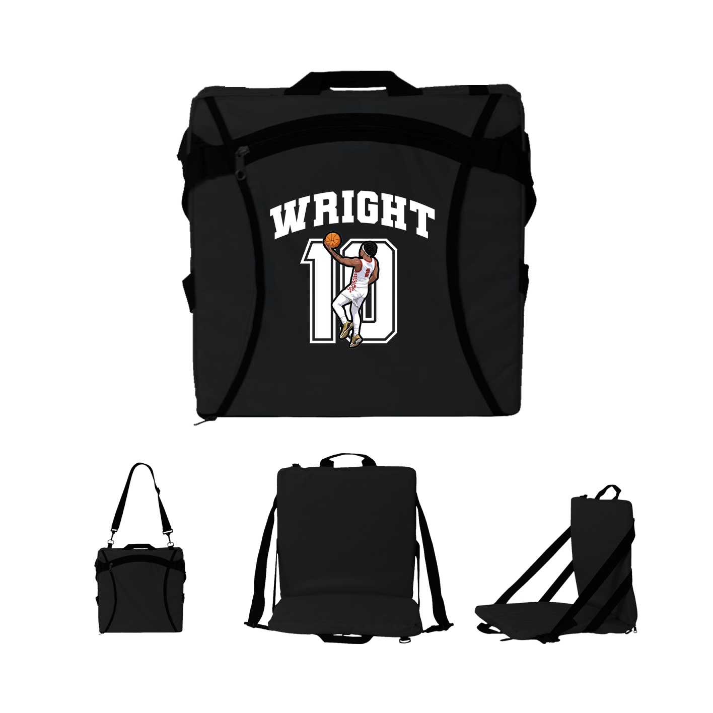Folding Stadium Seat — Number in Black