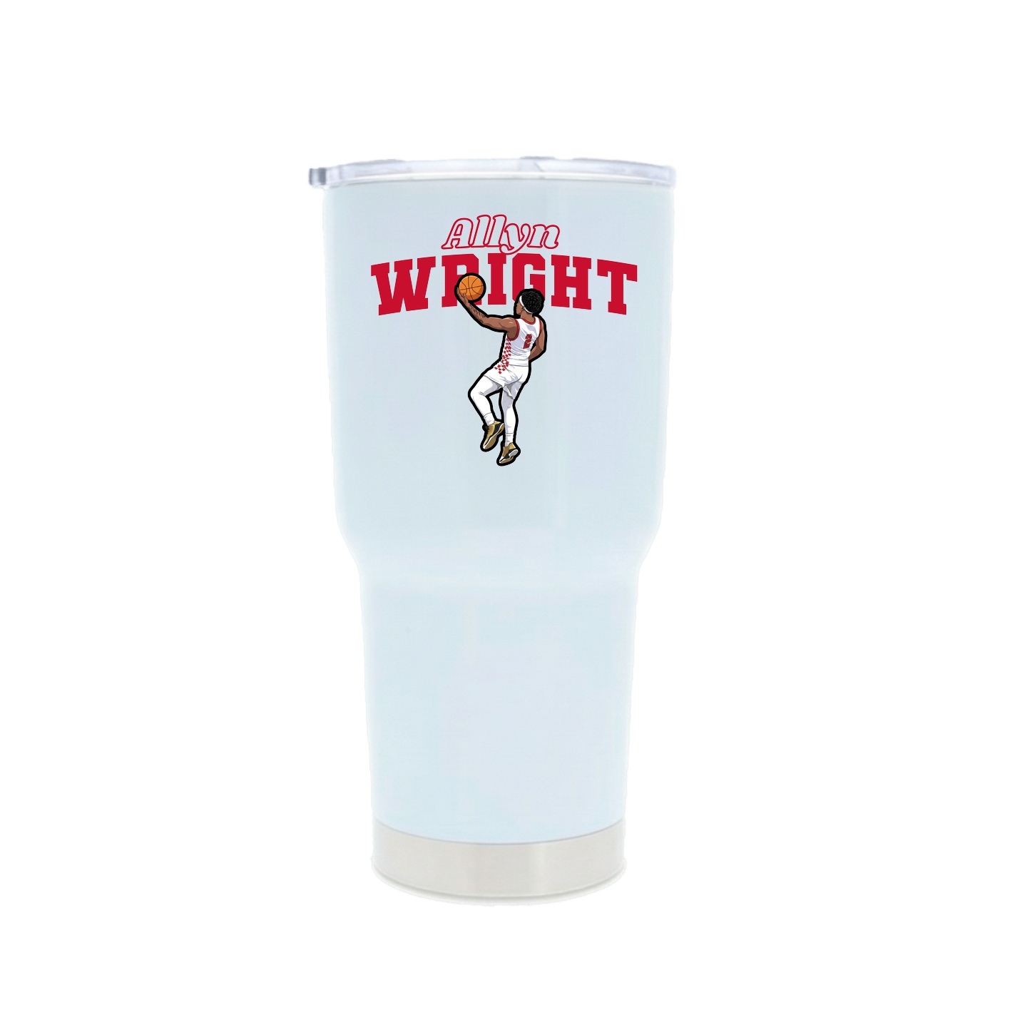 30oz Stainless Steel Tumbler — Name Arch in White