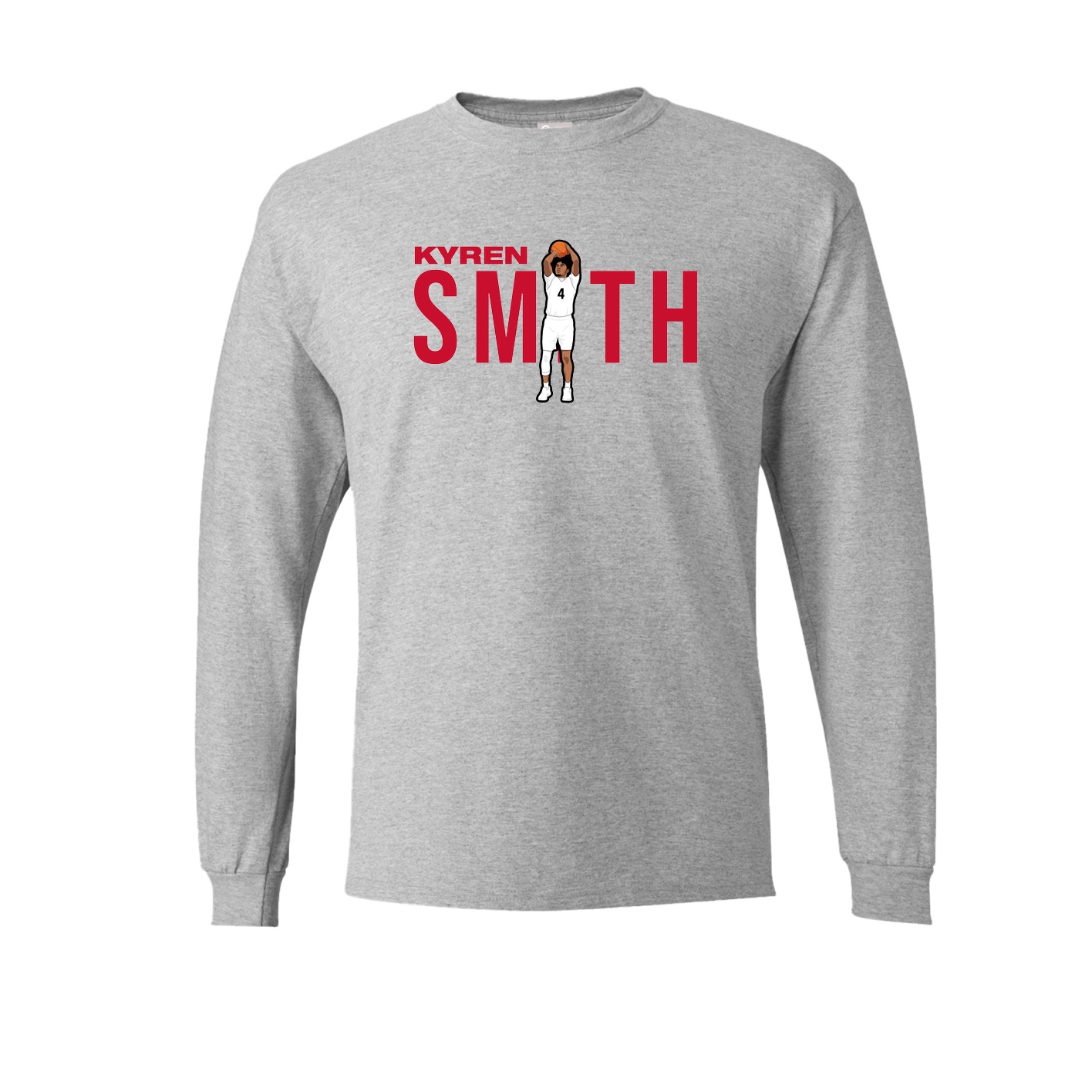 Long Sleeve Tee — Player Name in Grey