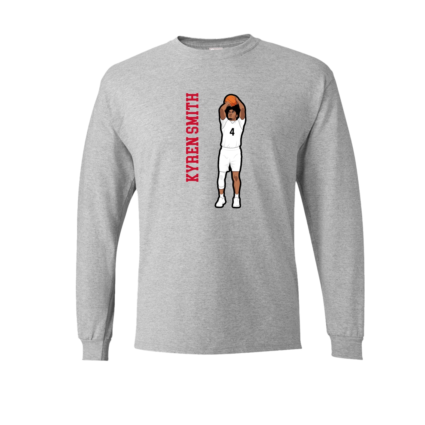 Long Sleeve Tee — Name Vertical in Grey