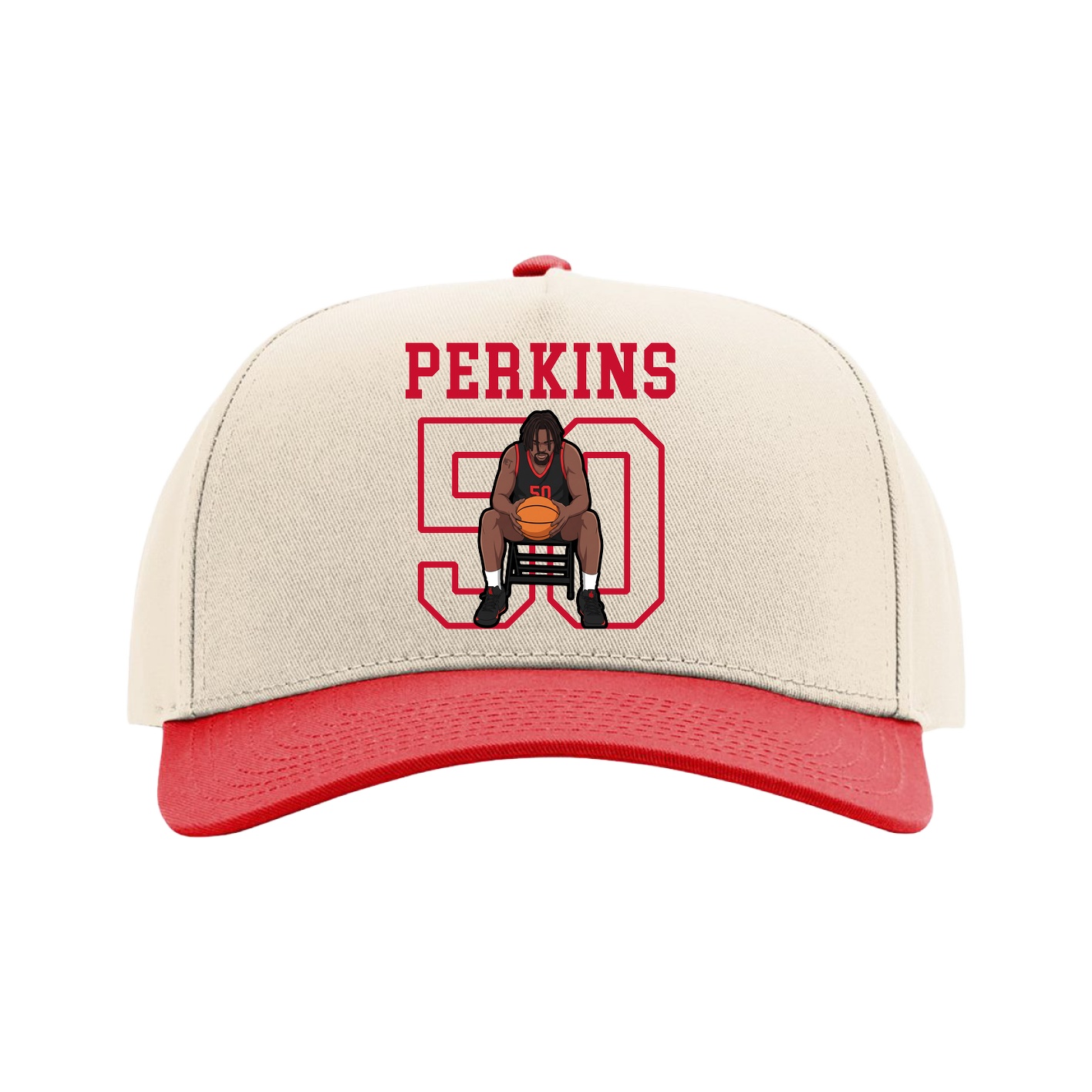 Full Fabric Five-Panel Champ Cap — Shirsey in Cream/Red