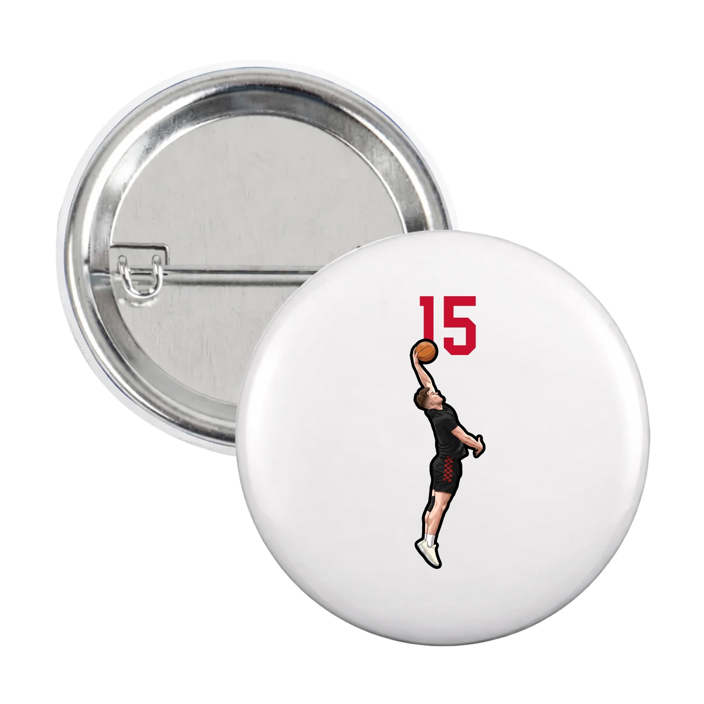 Game Day Button — Number Top in White
