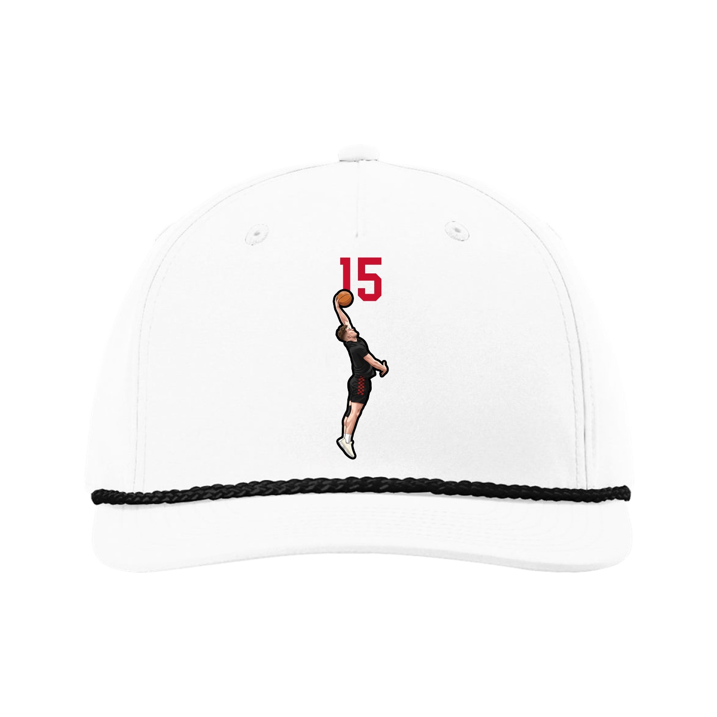 Five-Panel Classic Rope Cap — Number Top in White