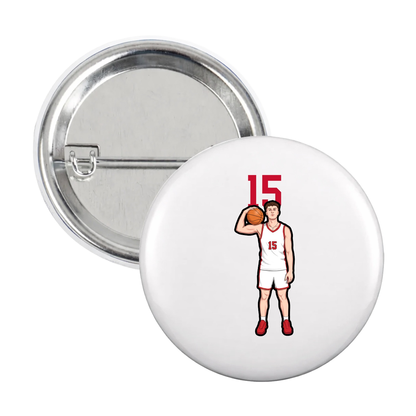 Game Day Button — Number Top in White