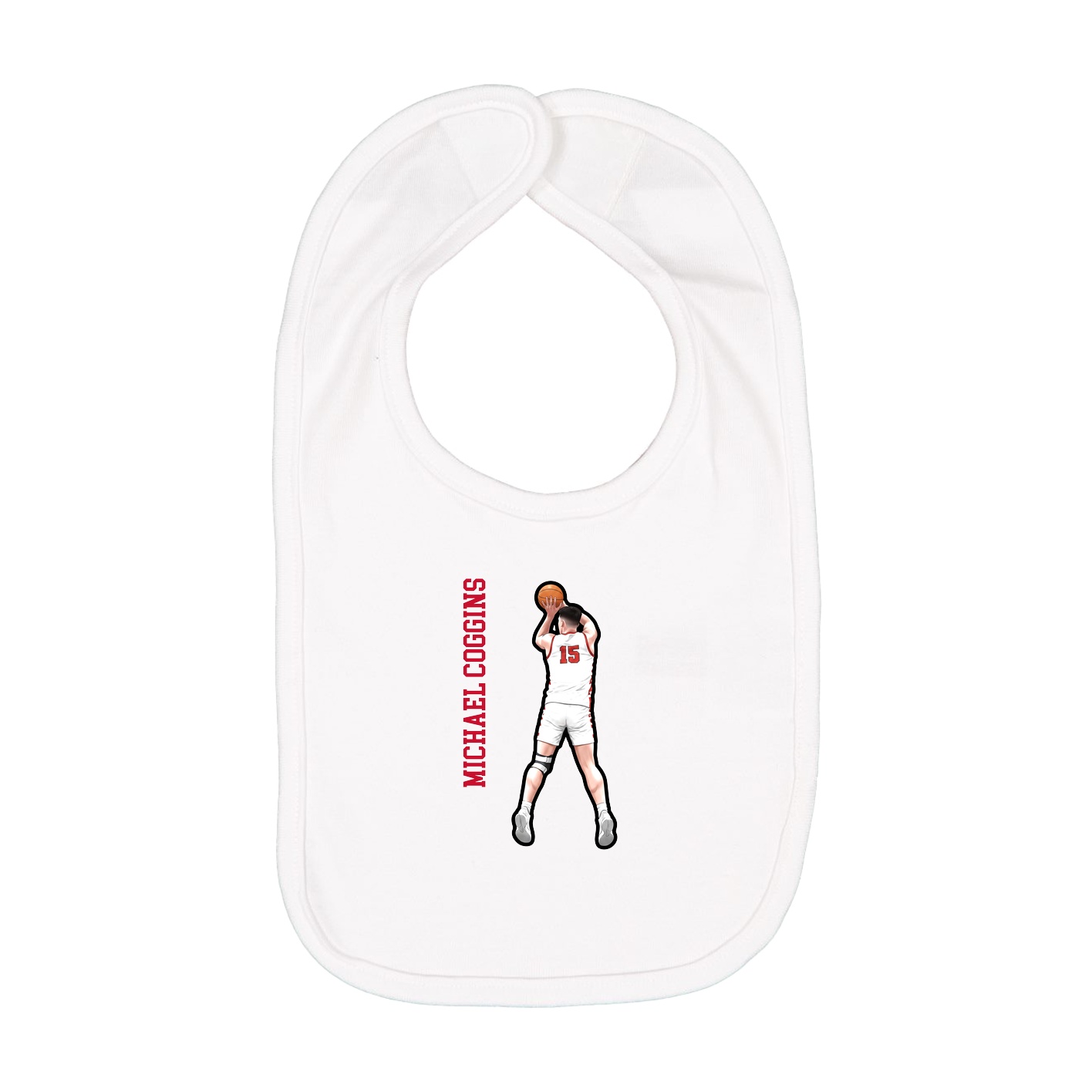 Infant Bib — Name Vertical in White