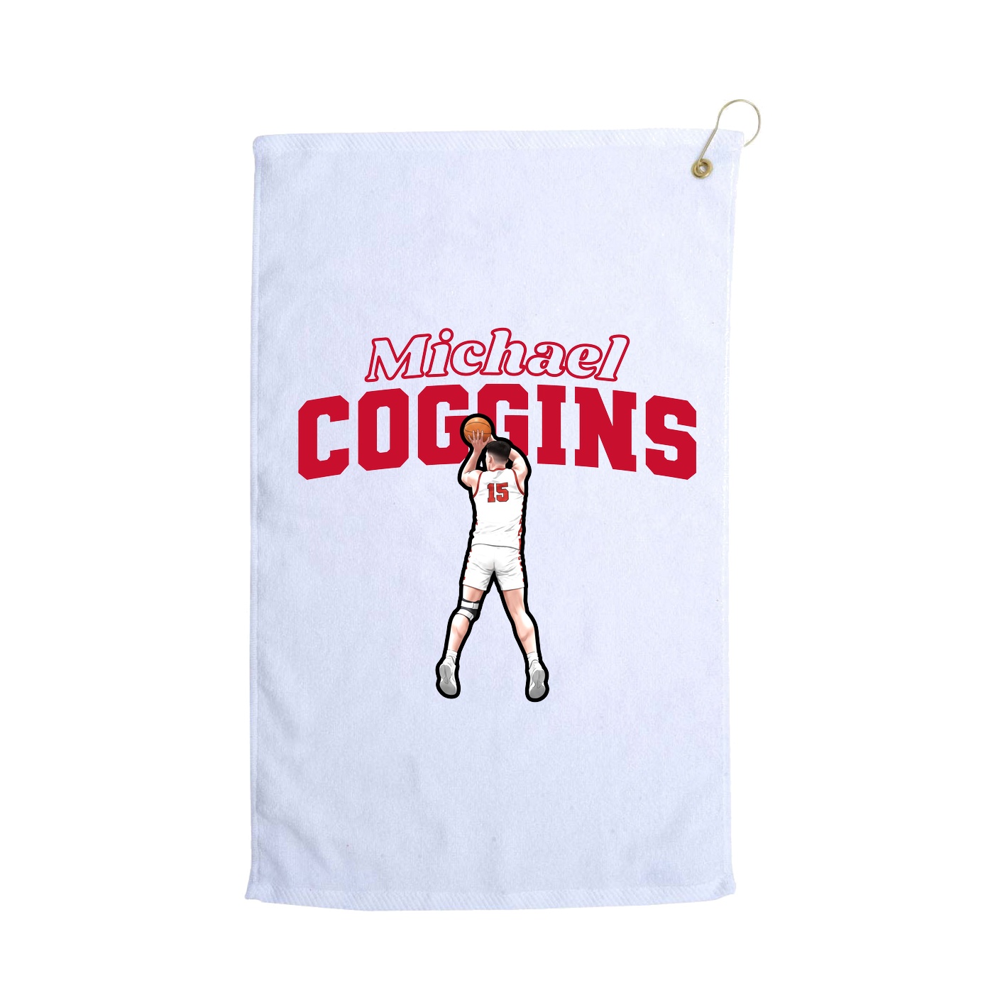 Golf Towel — Name Arch in White