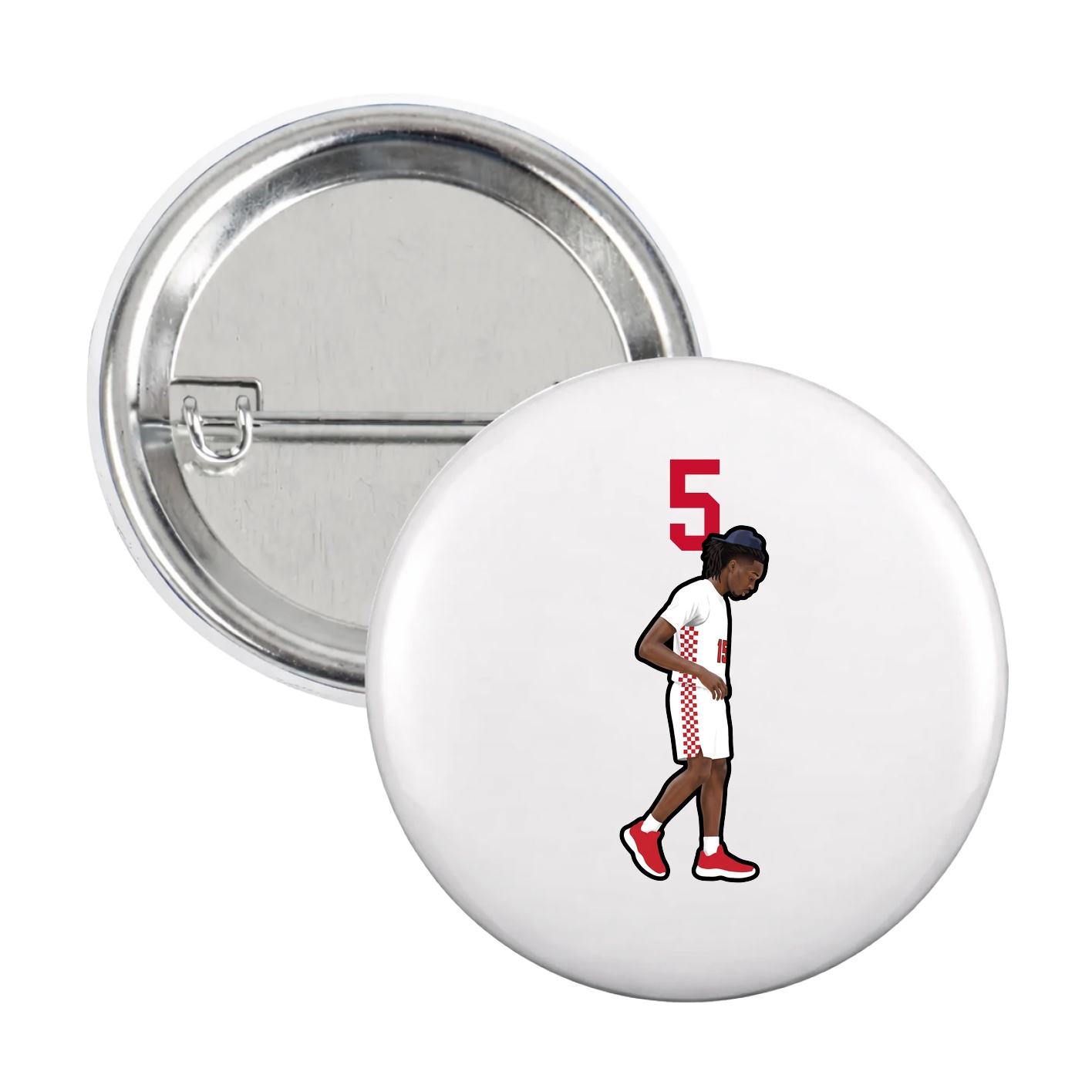 Game Day Button — Number Top in White