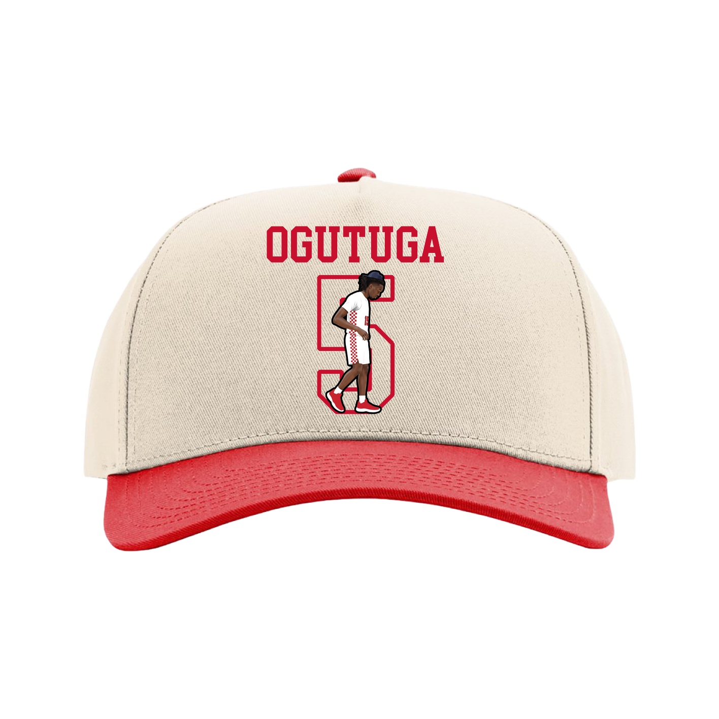 Full Fabric Five-Panel Champ Cap — Shirsey in Cream/Red