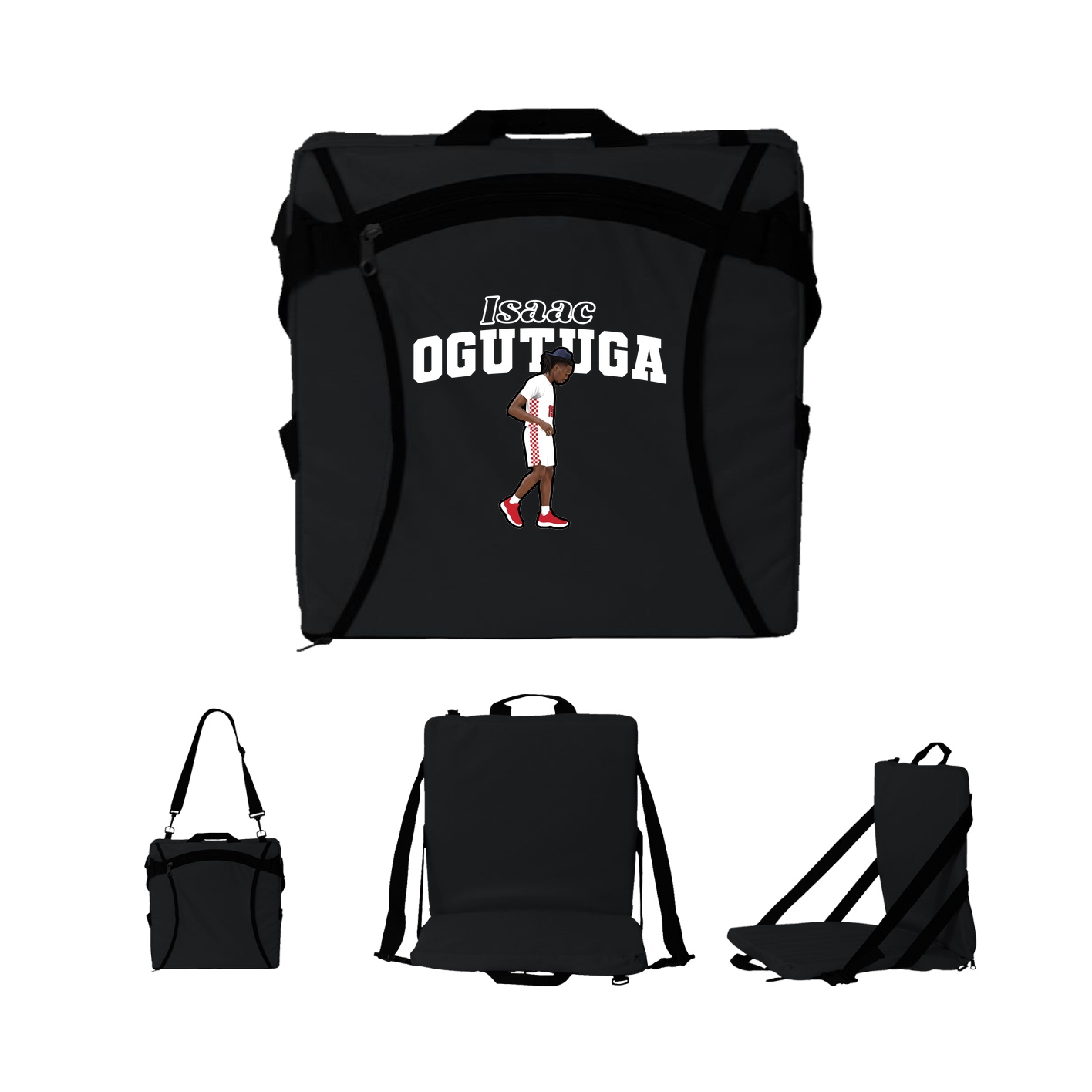 Folding Stadium Seat — Name Arch in Black