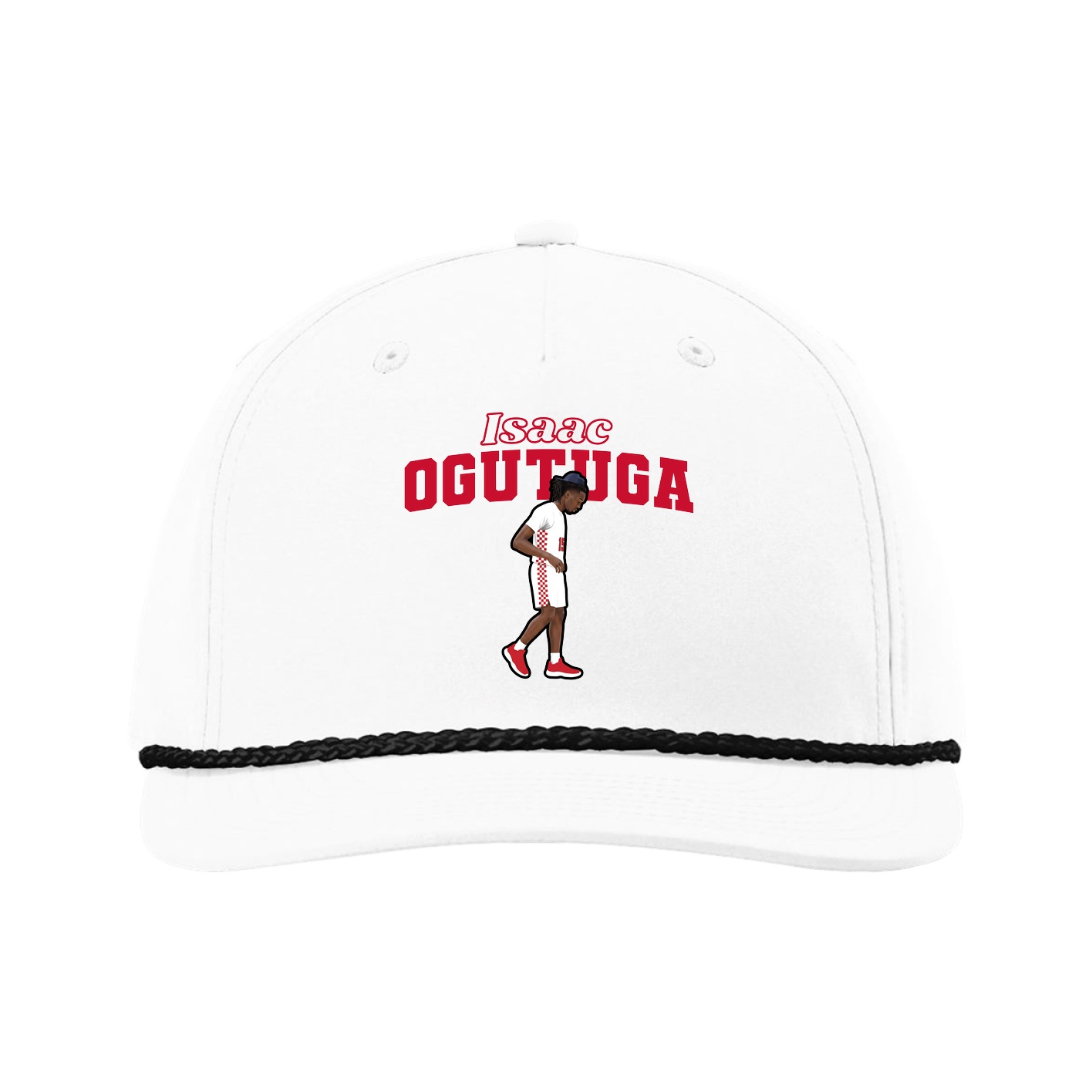 Five-Panel Classic Rope Cap — Name Arch in White