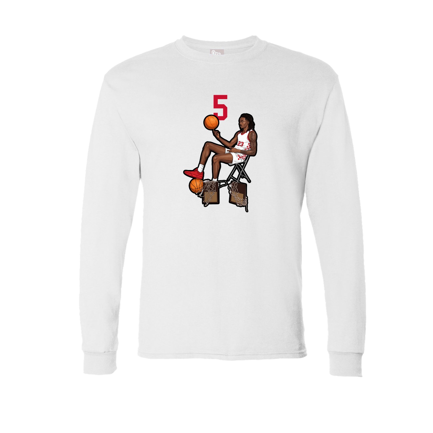 Long Sleeve Tee — Number Top in White