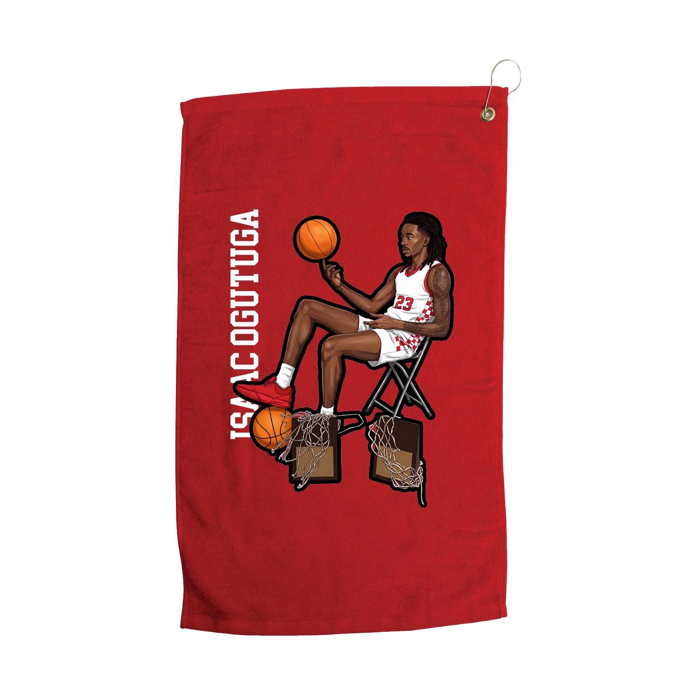 Golf Towel — Name Vertical in Red