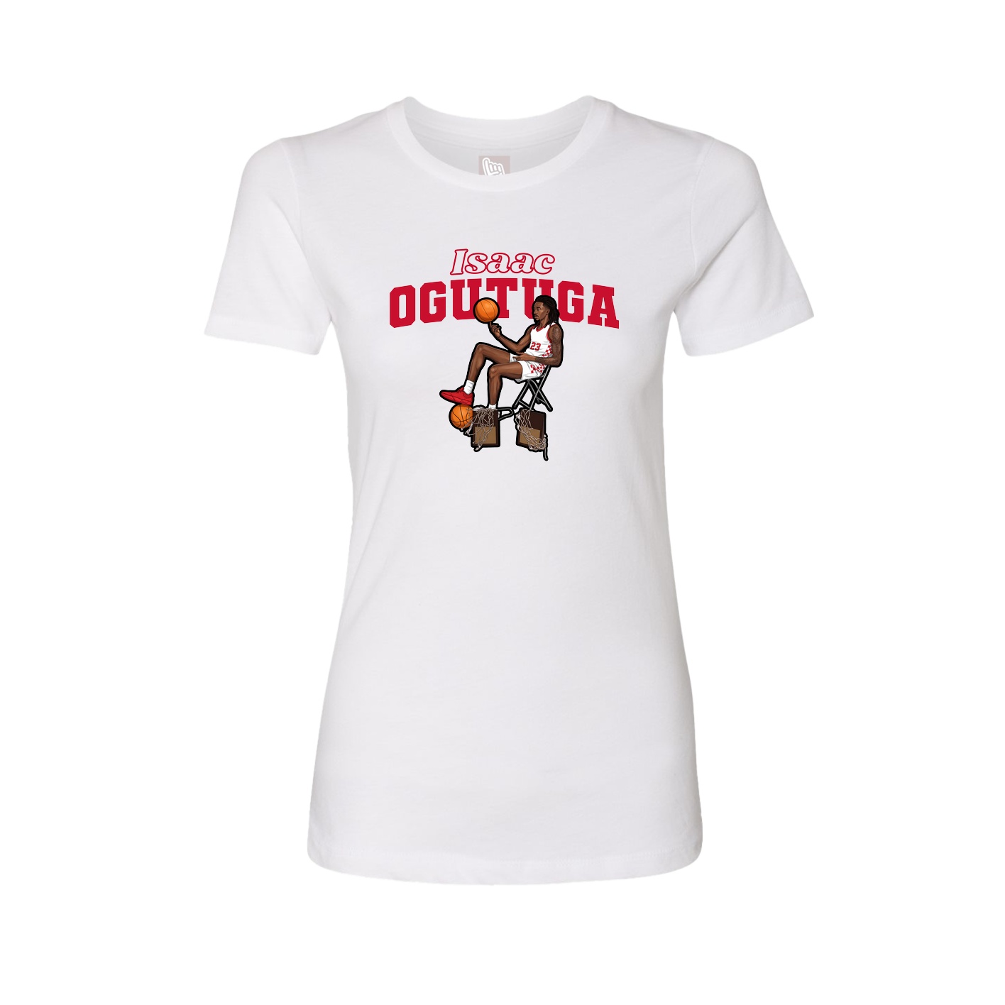 Fitted Women's Tee — Name Arch in White