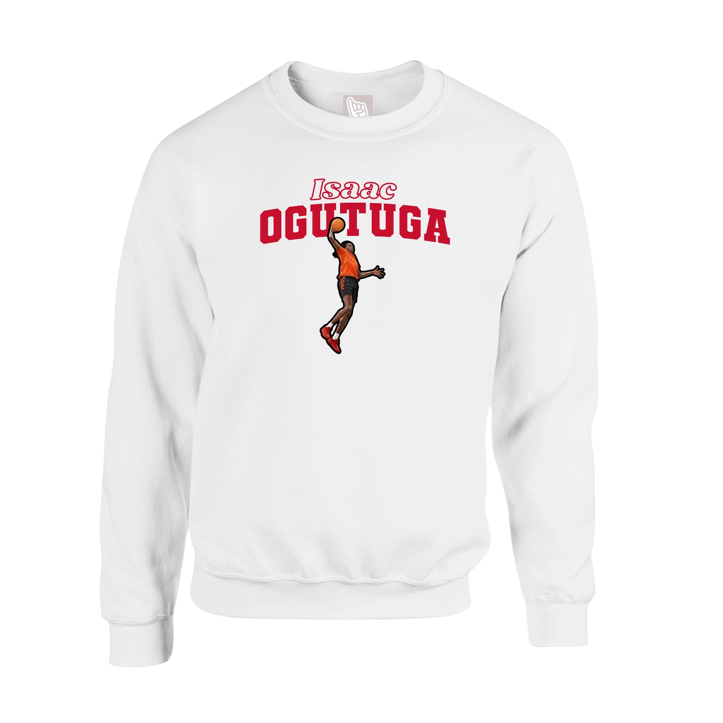 Fleece Crew — Name Arch in White
