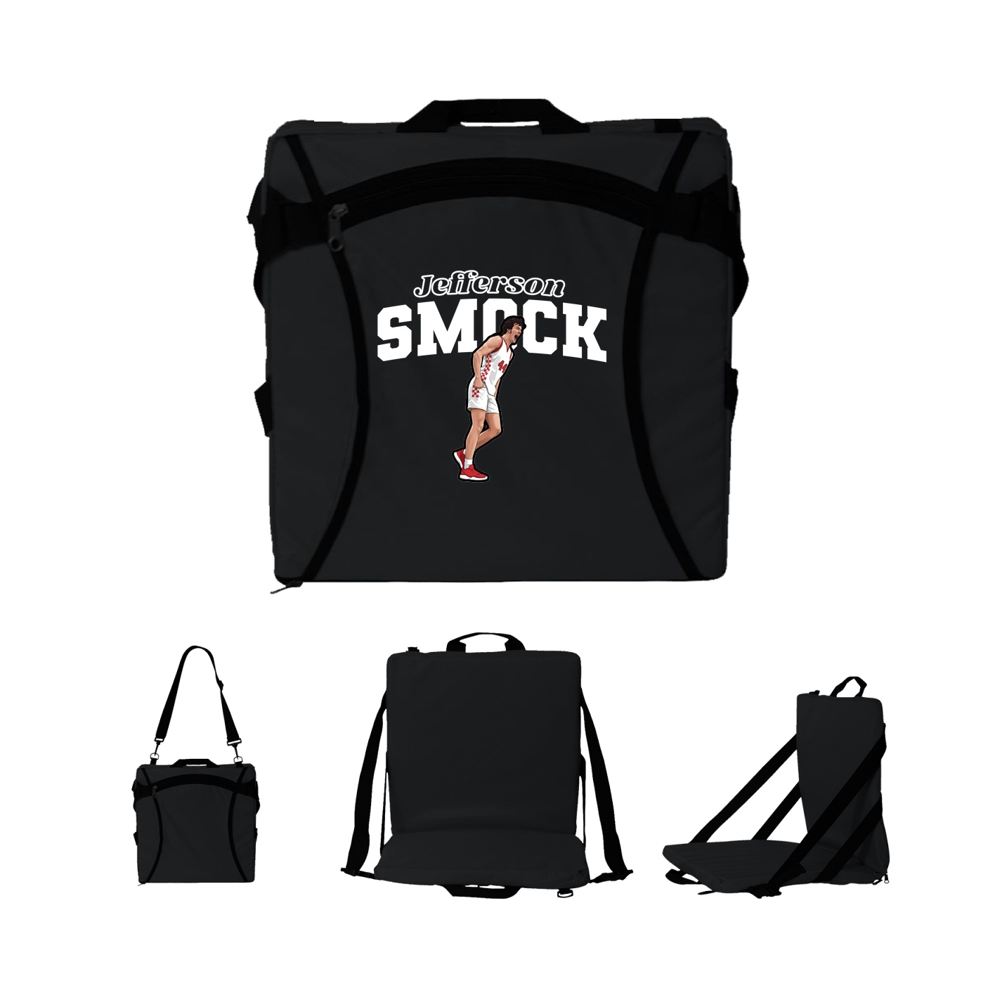 Folding Stadium Seat — Name Arch in Black