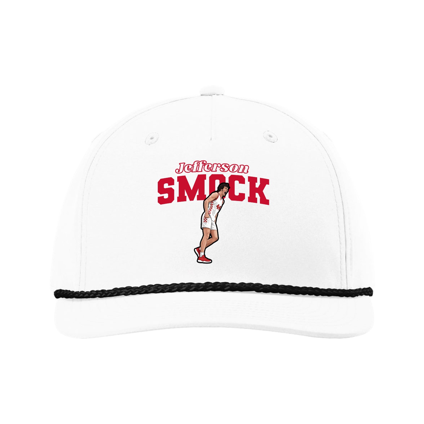 Five-Panel Classic Rope Cap — Name Arch in White